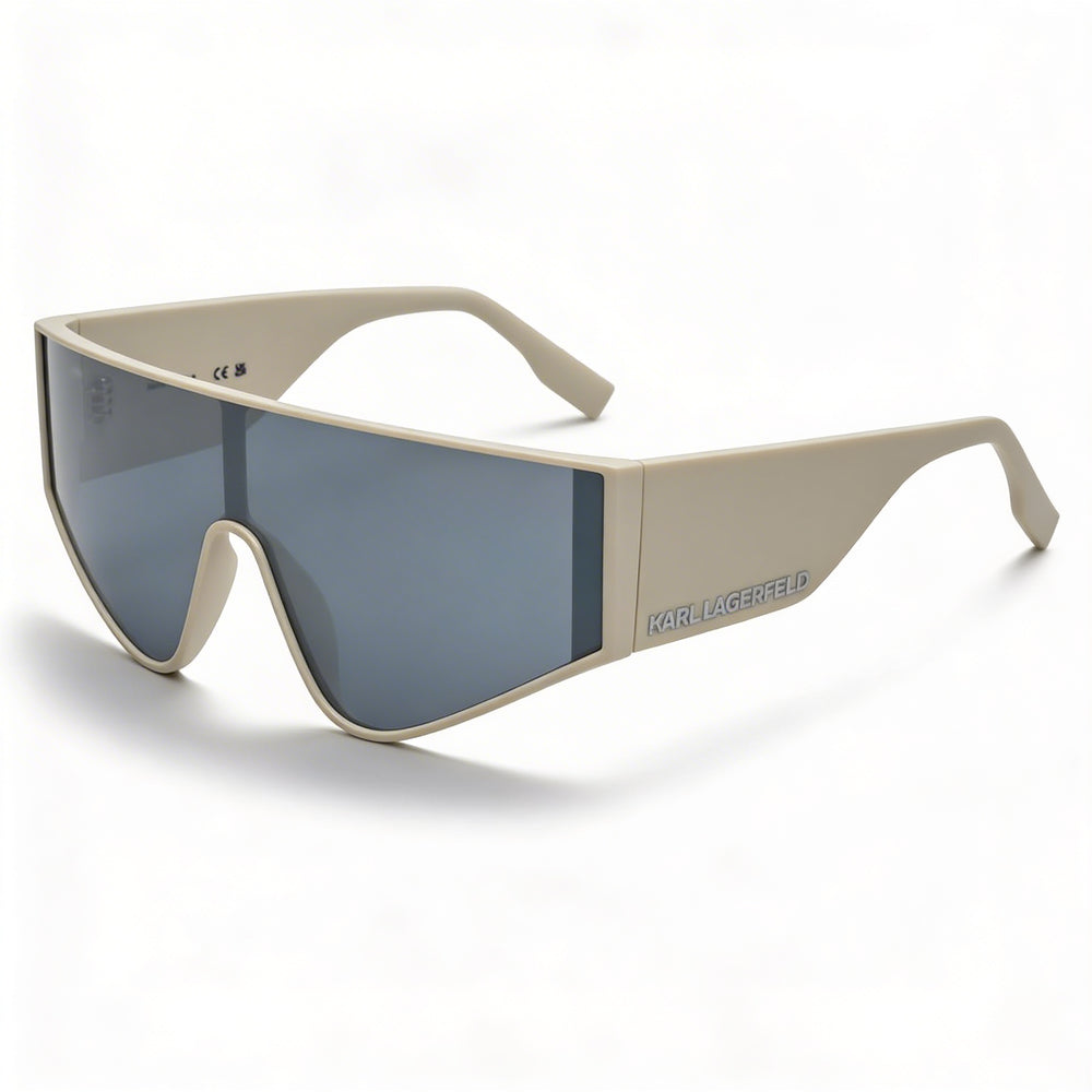 KARL LAGERFELD Women's Mask Acetate Sunglasses White Frame Gray blue Non-Polarized 100% UV 400 65-19-140