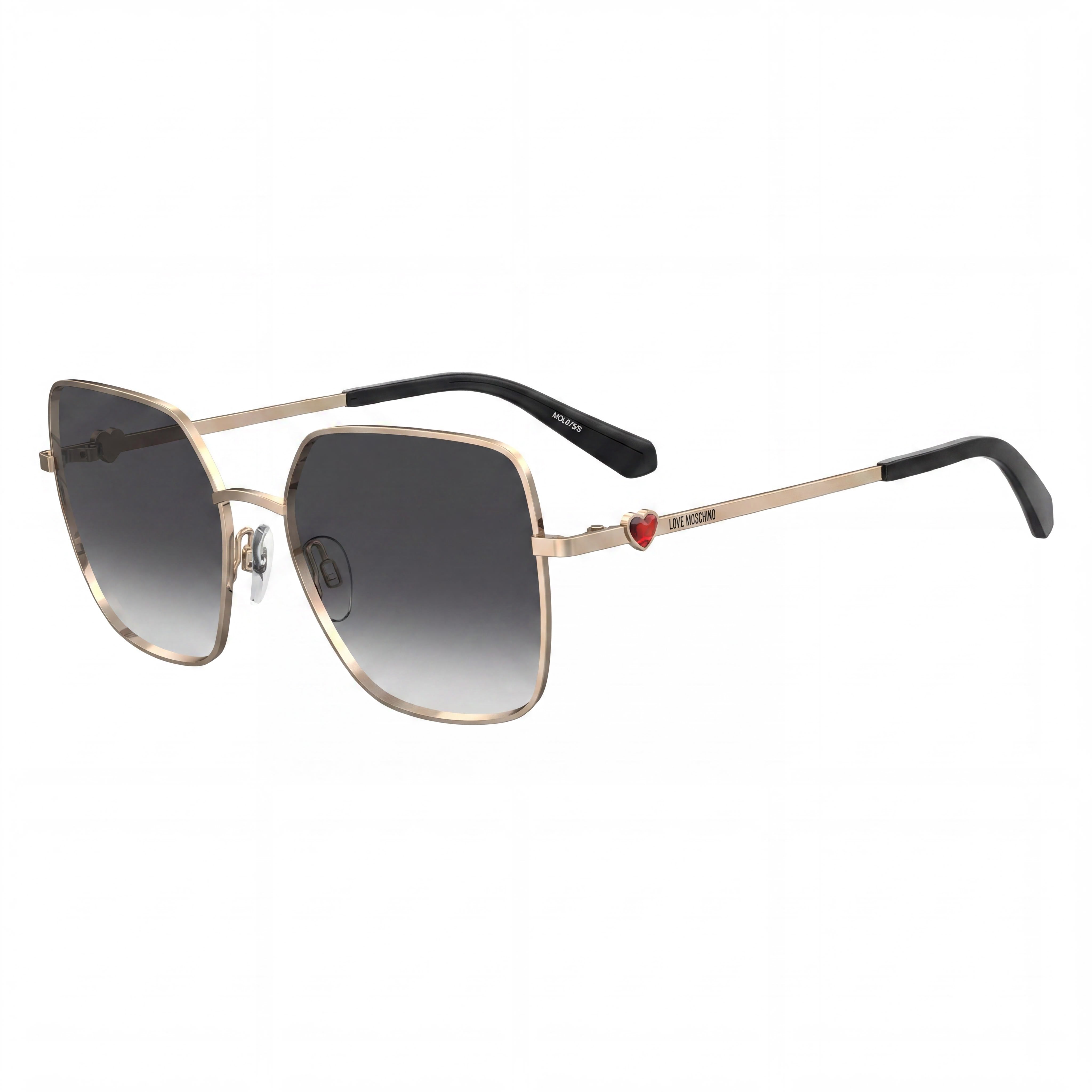 Gafas de sol unisex casuales Love Moschino de metal oro rosa con lentes gris oscuro degradado protección UV 56mm, Photo 1
