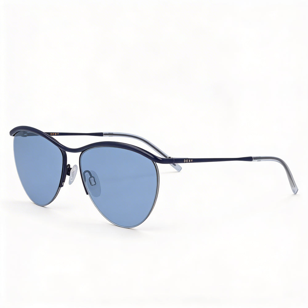 DKNY Dk107s Women's Cateye Plastic Frame UV Protection Non-Polarized Sunglasses with Navy Frame and Blue Lenses 56mm