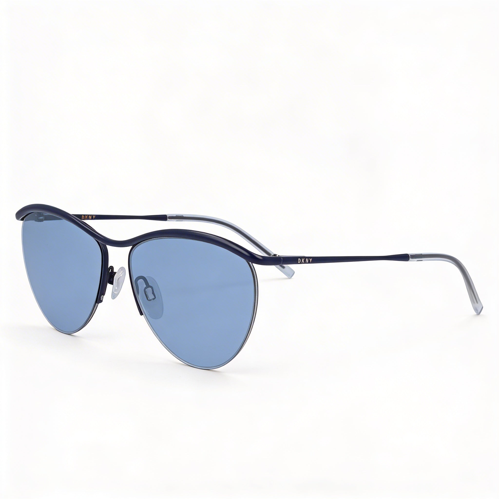 DKNY Dk107s Women's Cateye Plastic Frame UV Protection Non-Polarized Sunglasses with Navy Frame and Blue Lenses 56mm, Photo 1