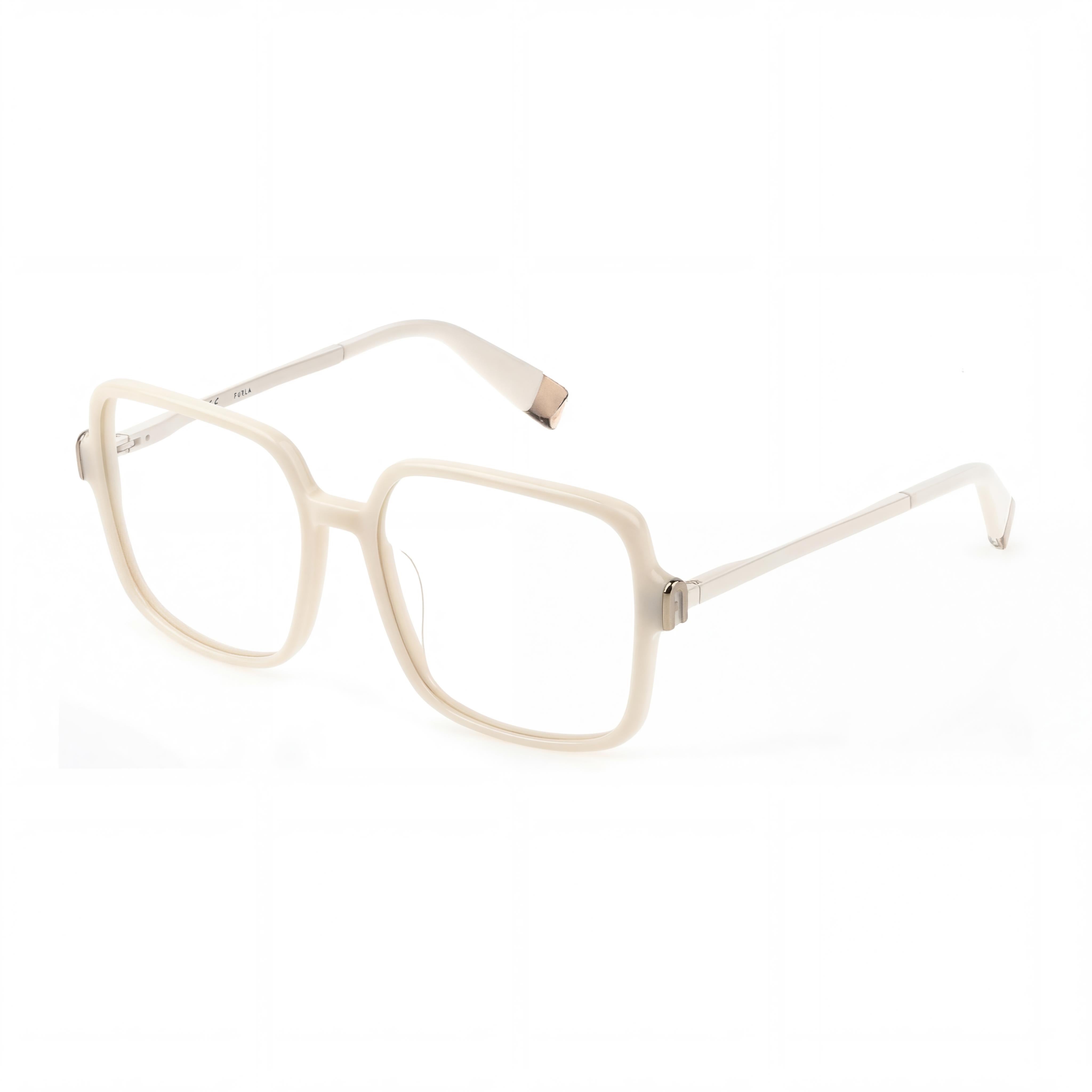 Gafas Furla Classic de mujer, brillantes, de marfil, de metal aceitado, con lentes de demostración transparentes 55-16-135, Photo 1