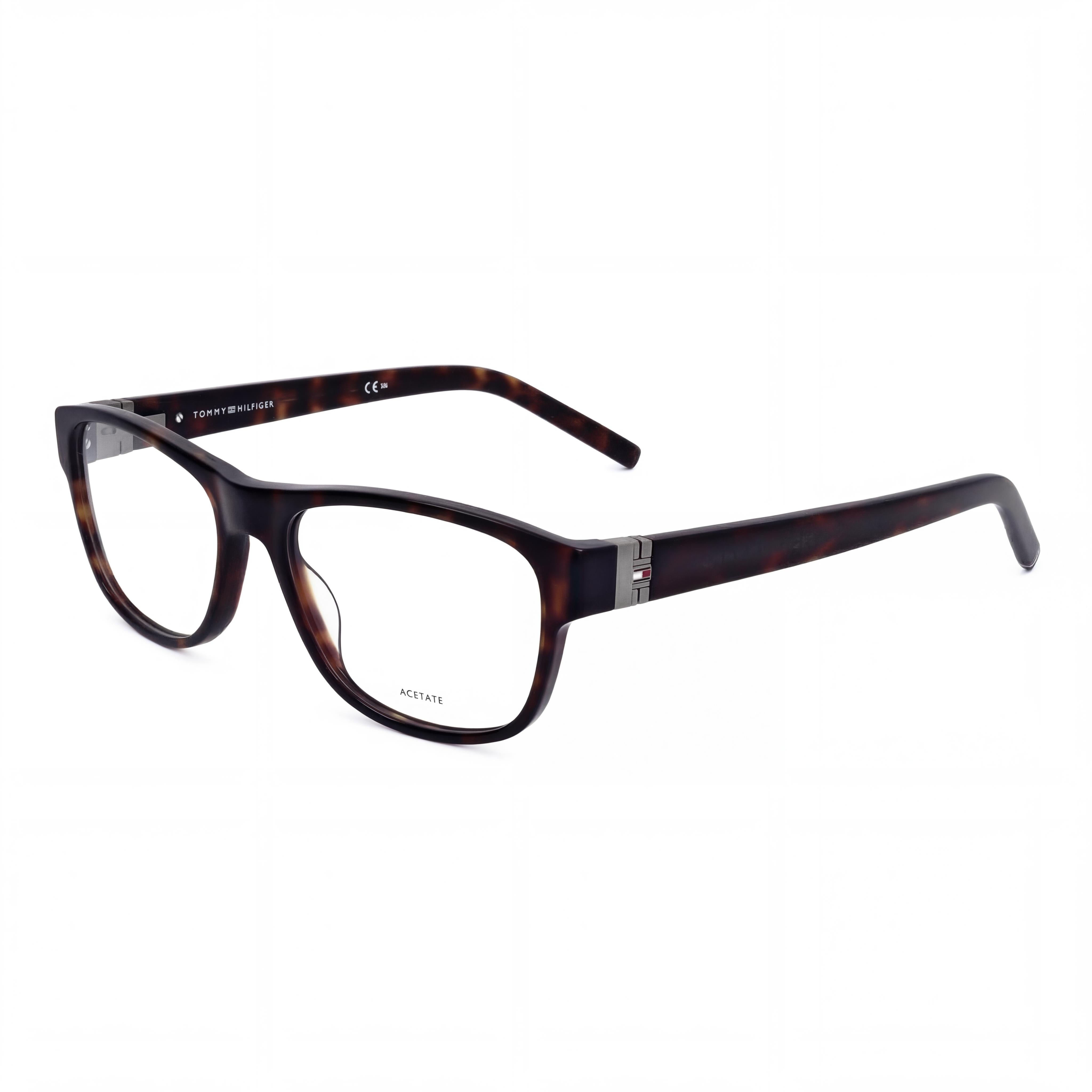 Gafas ópticas unisex clásicas Tommy Hilfiger con montura de acetato Havana, 54-17-145, Photo 1