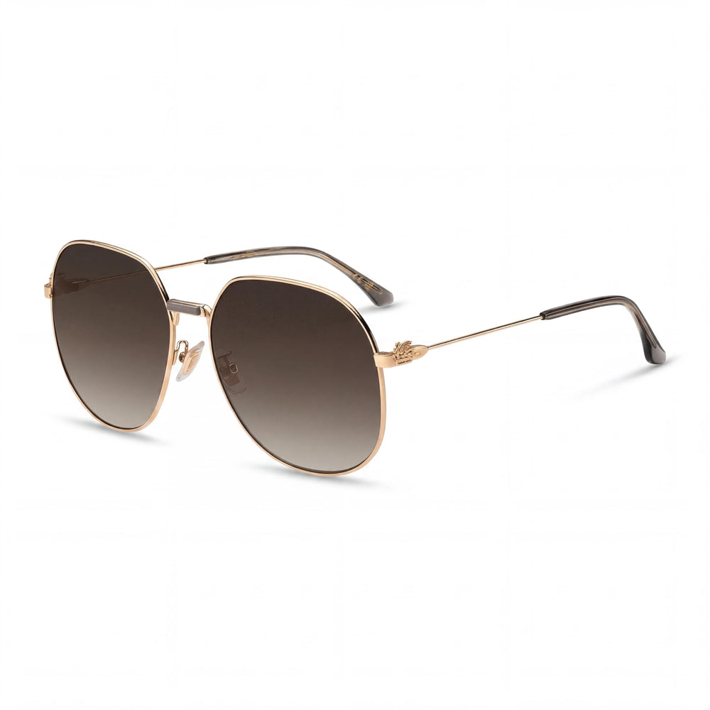 Gafas de sol Etro minimalistas para mujer con montura metálica Oro Cobre Lente burdeos naranja Ancho 60 mm