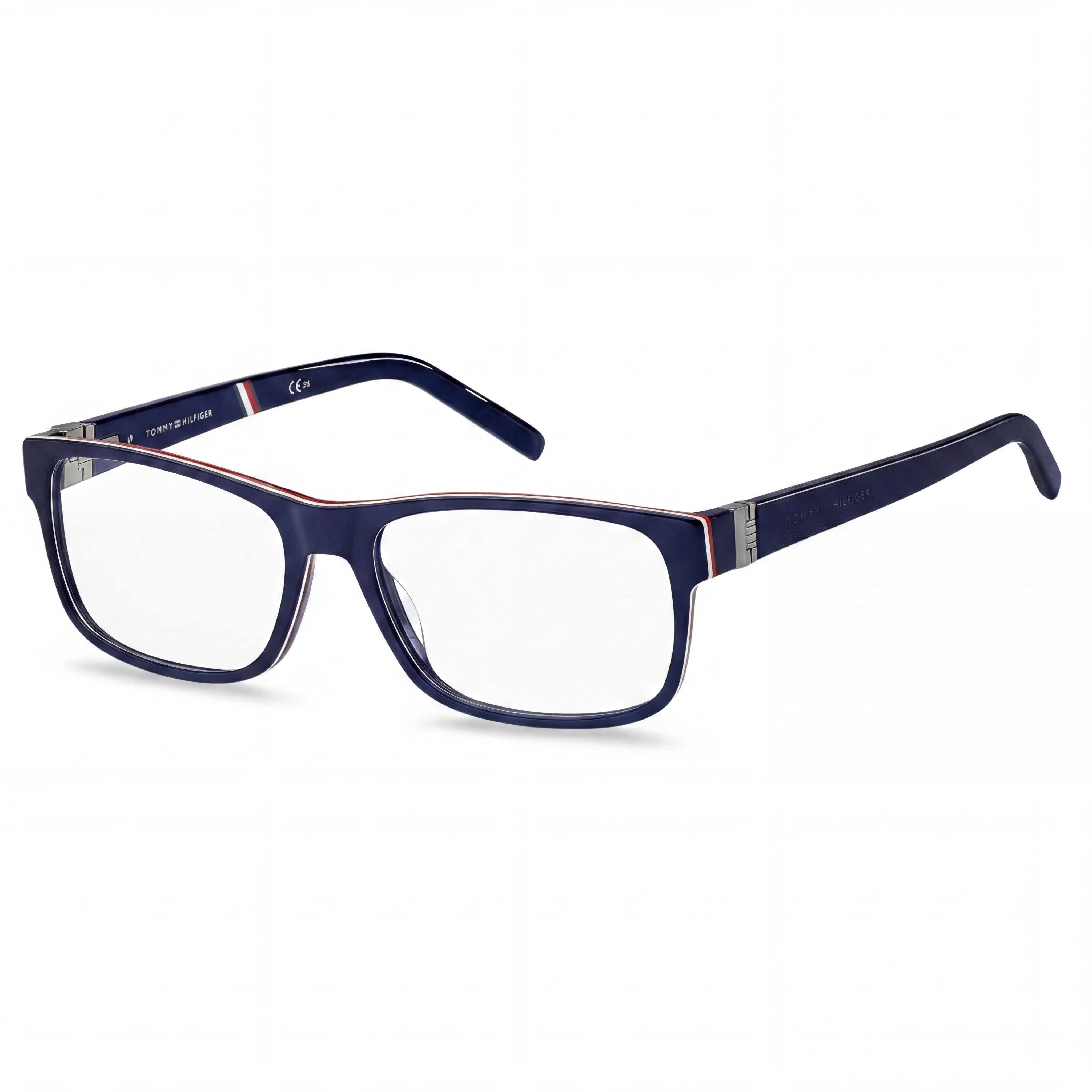 Tommy Hilfiger Modern Men's Blue Acetate Rectangle Full Rim Frame Eyeglasses 57-17-145mm, Photo 1