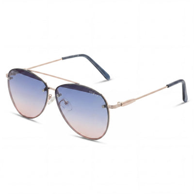 GUESS Factory Modern Unisex Shiny Rose Gold Gradient Blue Plastic Frame Non-Polarized UV Sunglasses 63mm
