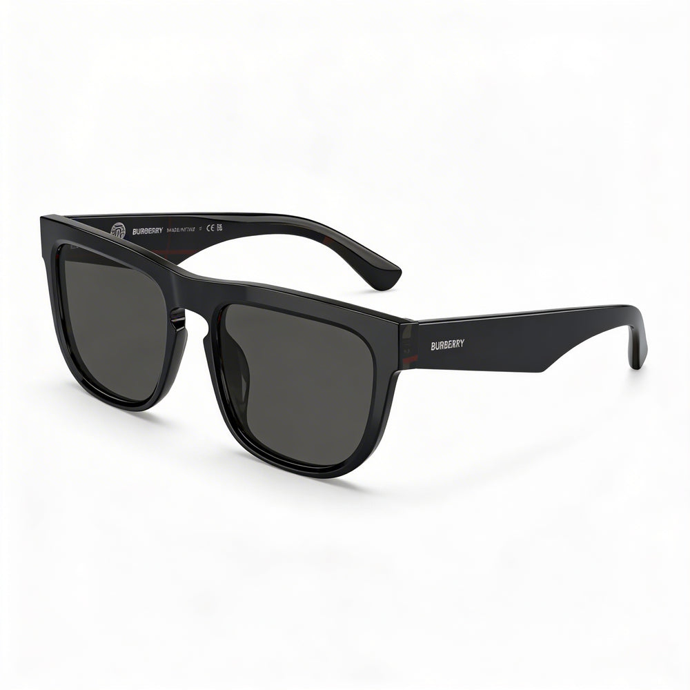 BURBERRY Unisex Sunglasses, Acetate Frame, Top Black on Vintage Check Dark Grey, 100% UV Protection, 56mm