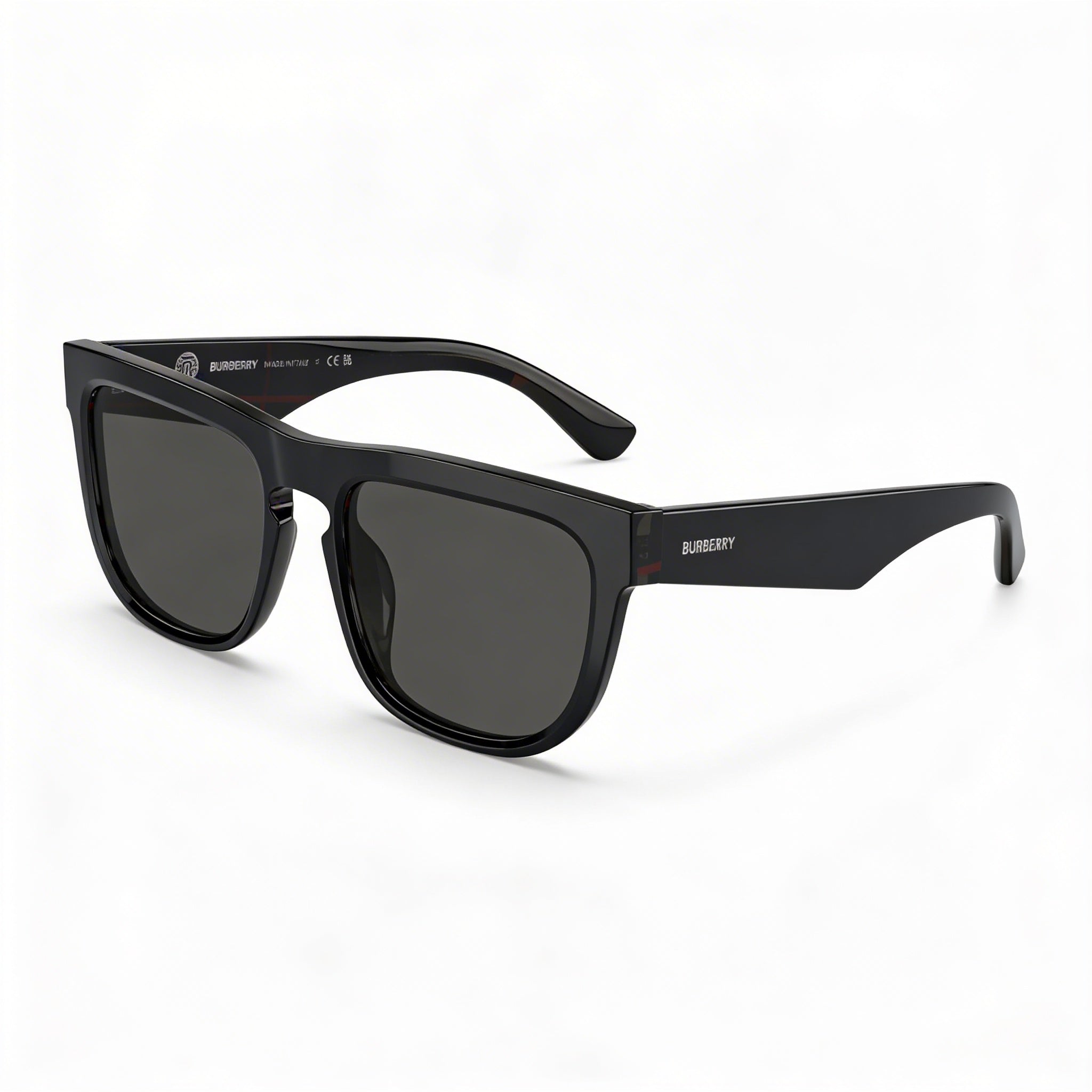 BURBERRY Unisex Sunglasses, Acetate Frame, Top Black on Vintage Check Dark Grey, 100% UV Protection, 56mm, Photo 1