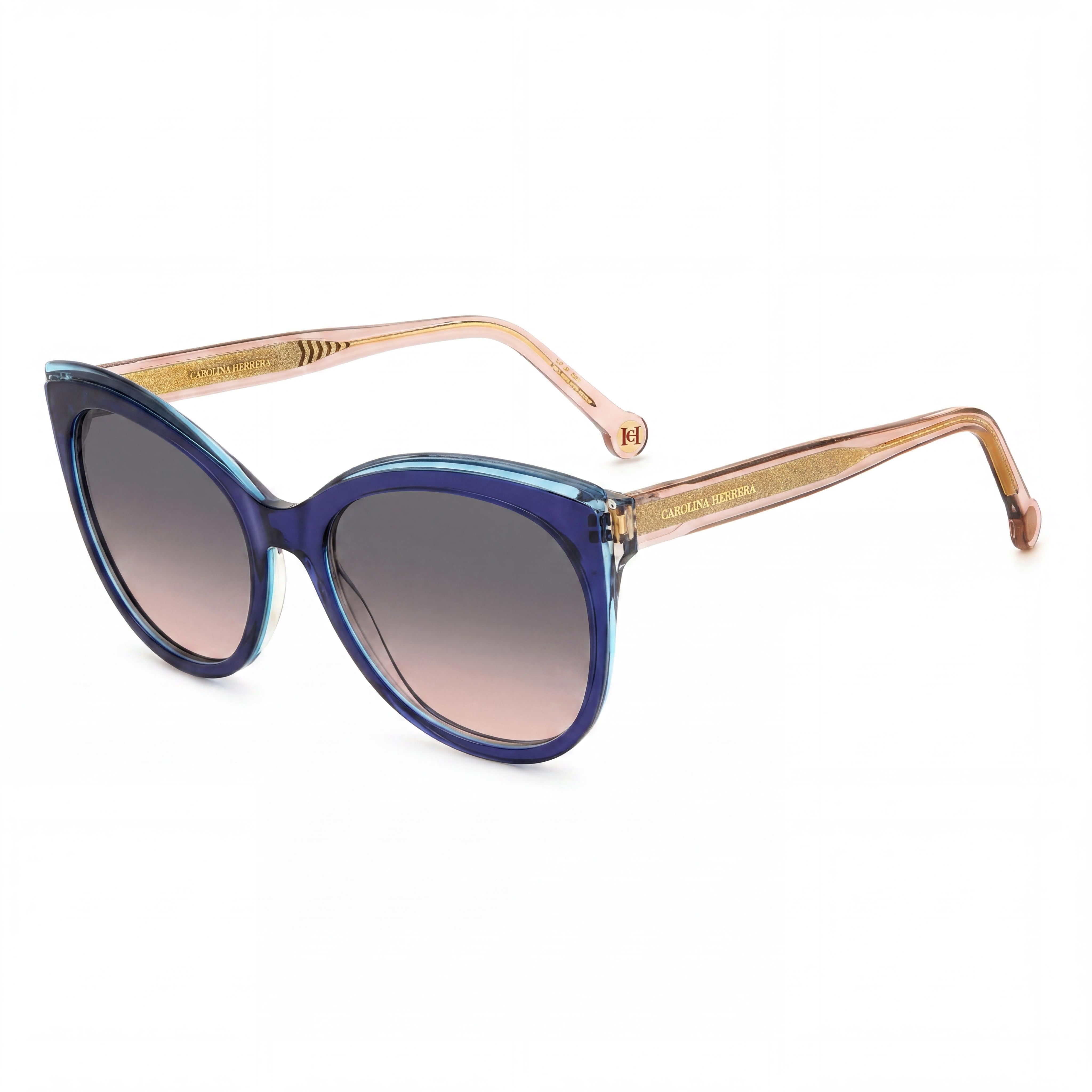 Carolina Herrera Modern Women's Cat Eye Acetate Sunglasses, Blue Pink, Polycarbonate UV Protection, 57mm, Photo 1
