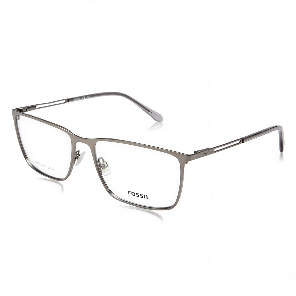 Gafas Fossil Fos 7129 Modern para hombre, de acero aleado, transparente, mate, rutenio oscuro, 55 mm