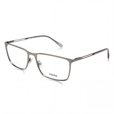 Gafas Fossil Fos 7129 Modern para hombre, de acero aleado, transparente, mate, rutenio oscuro, 55 mm