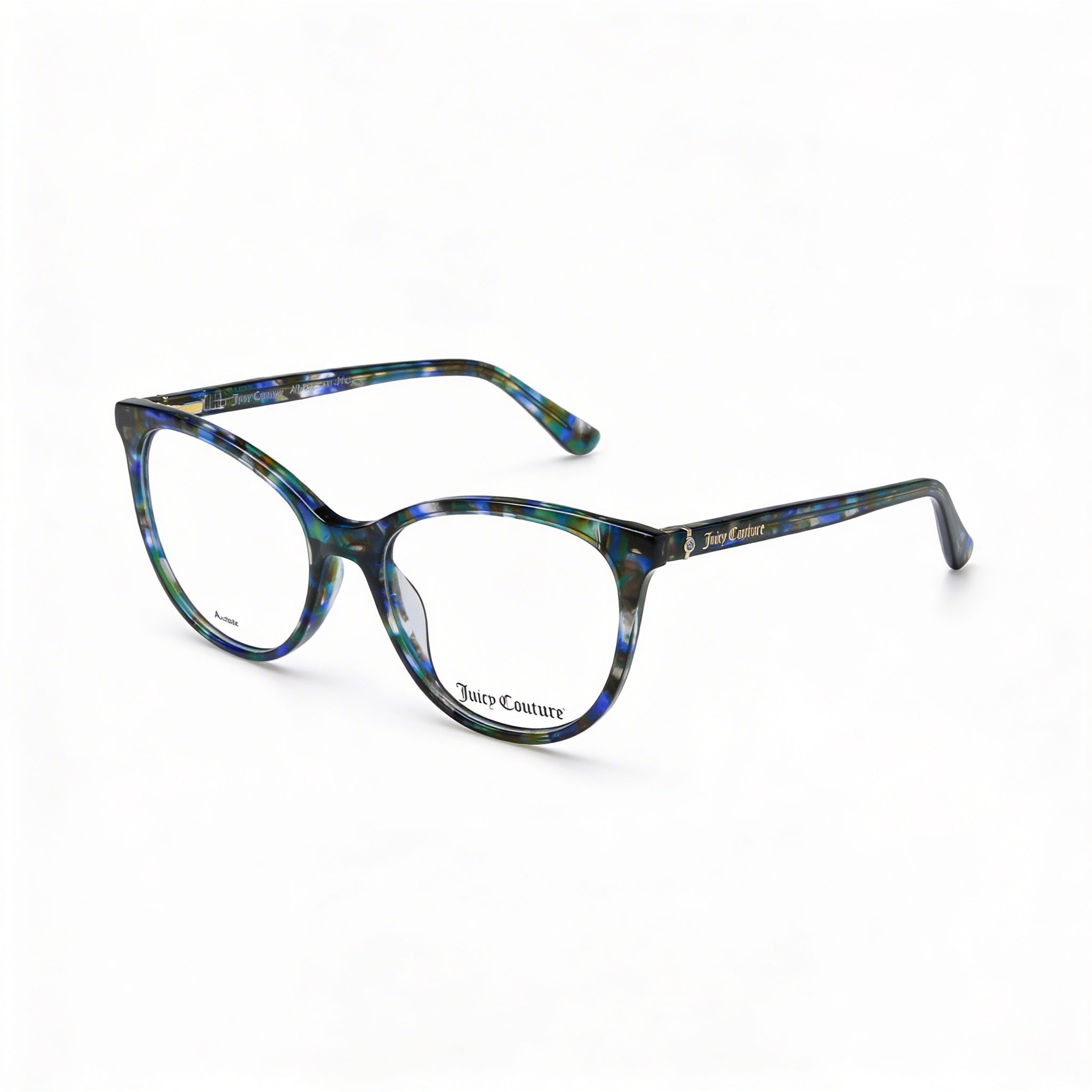 Juicy Couture Modern Women's Acetate Frame Eyeglasses in Blue Havana with Polycarbonate Lenses, 52mm Lens Width, Photo 1