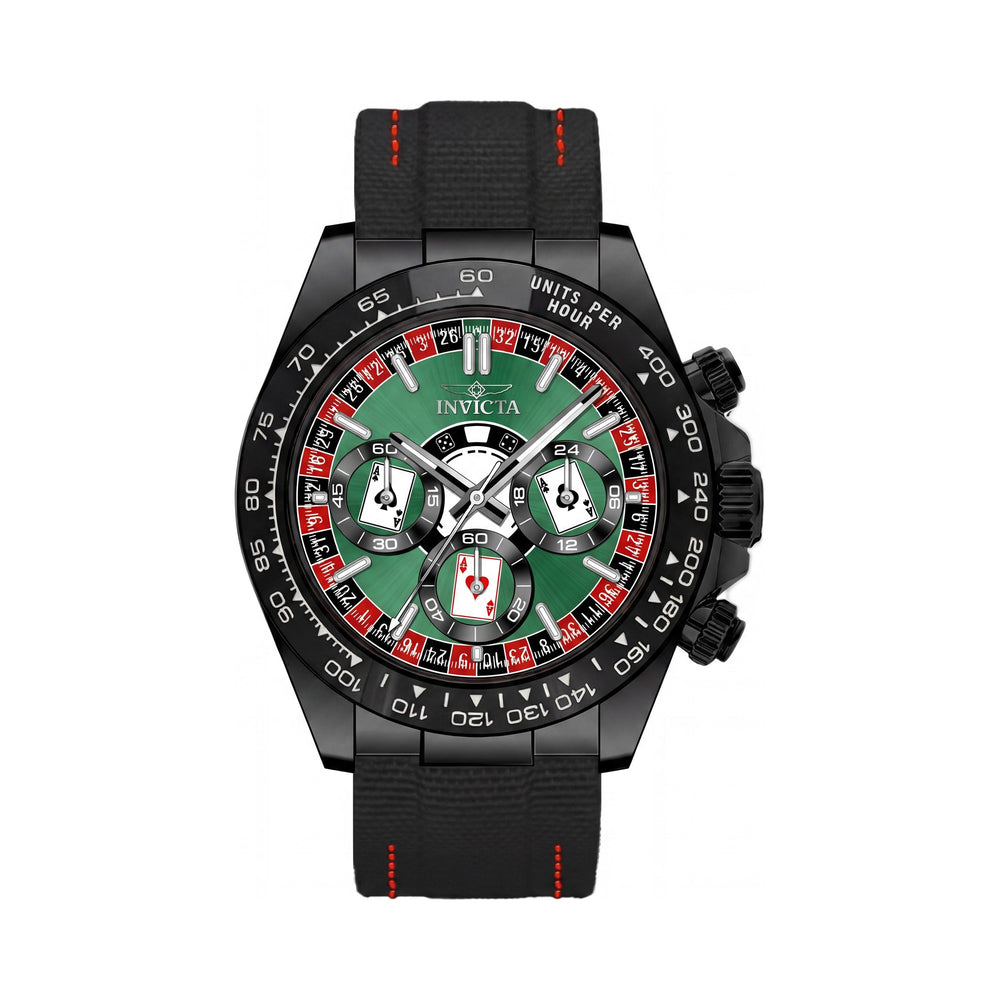 Invicta Speedway 50517 Reloj de cuarzo unisex con esfera verde, caja de acero inoxidable y correa de nylon, resistente al agua hasta 10 ATM, 40 mm