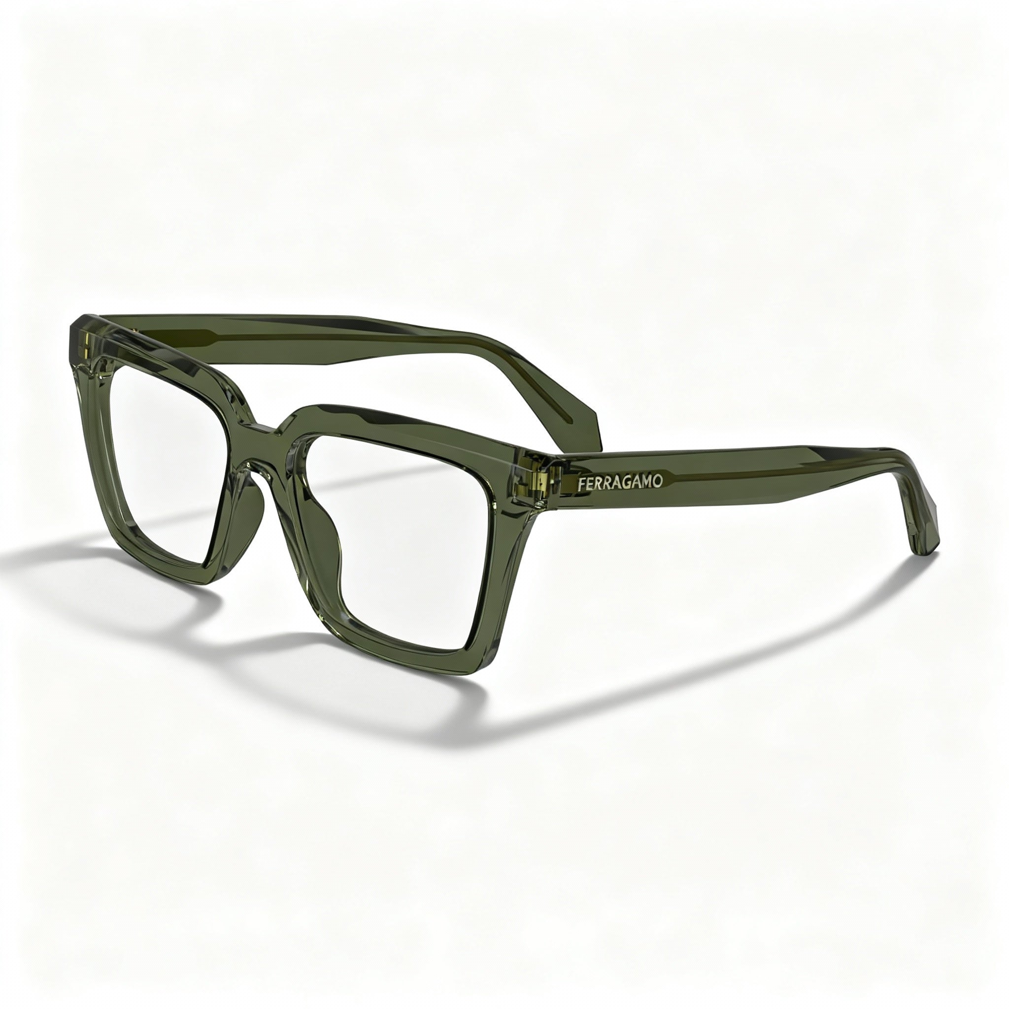Salvatore Ferragamo SF2985 Men’s Transparent Khaki Acetate Frame Non-Polarised Eyeglasses 52mm, Photo 1