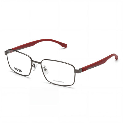 Montura de gafas rectangulares Hugo Boss, unisex, aleación de acero, rutenio oscuro mate, 38 mm de ancho de lente