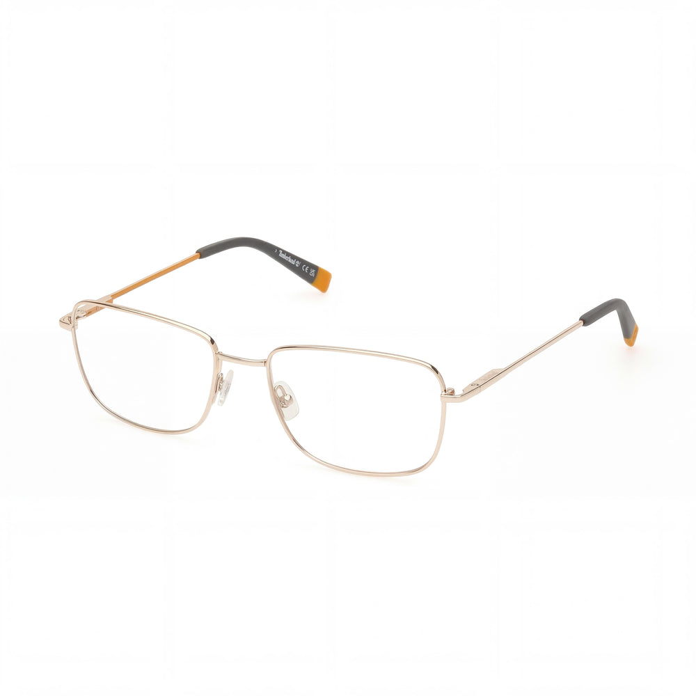 Timberland TB1844 Rectangular Men's Full-Rim Demo Lens Metal Eyeglasses Shiny Pale Gold 55-18-145