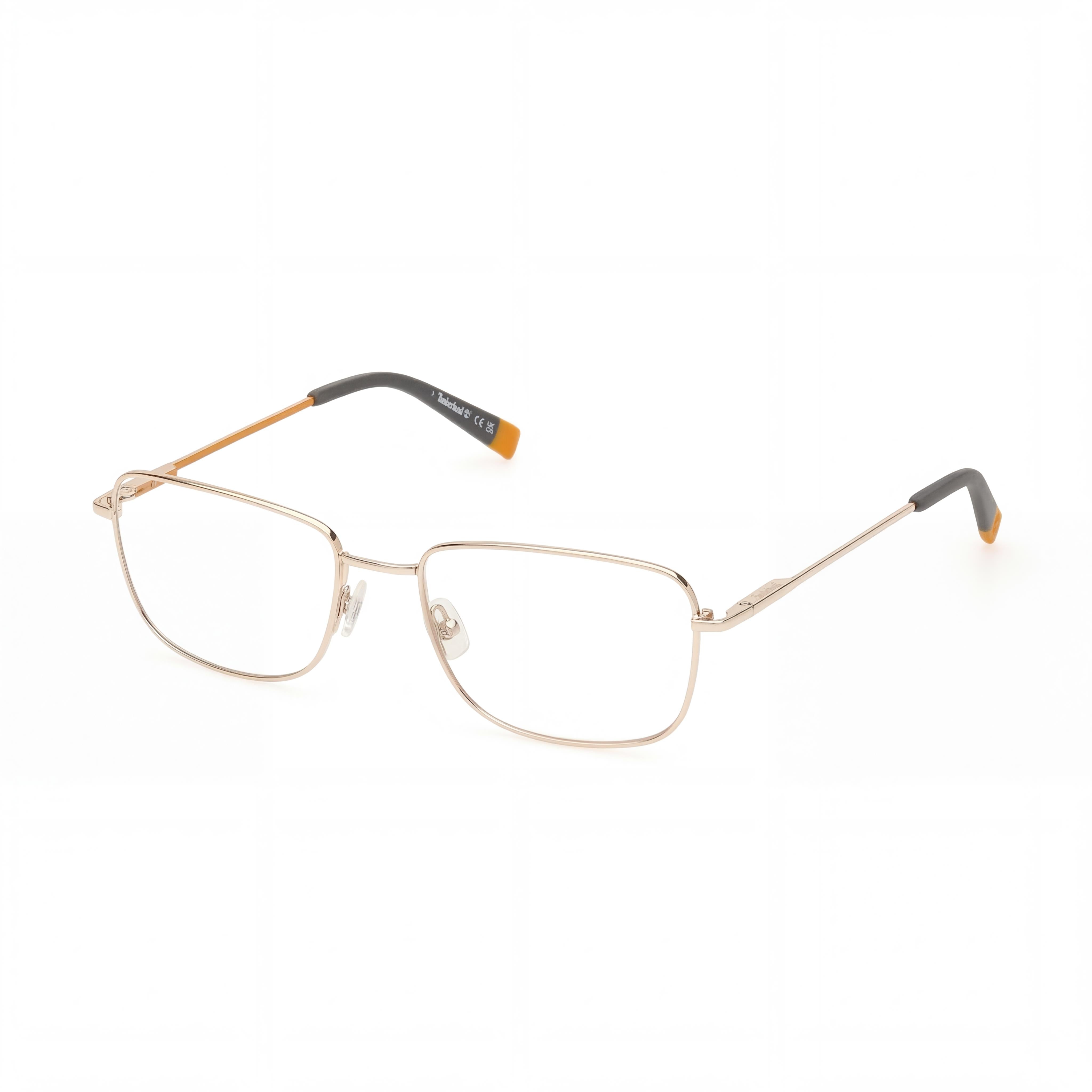 Timberland TB1844 Gafas de metal de montura completa rectangulares para hombre con lentes de demostración, oro pálido brillante 55-18-145, Photo 1