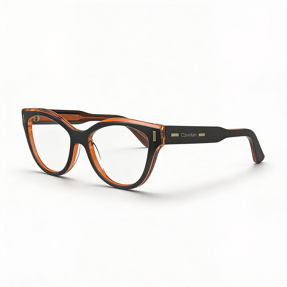 Gafas unisex modernas Calvin Klein, montura negra/marrón con lentes de policarbonato, 53 mm