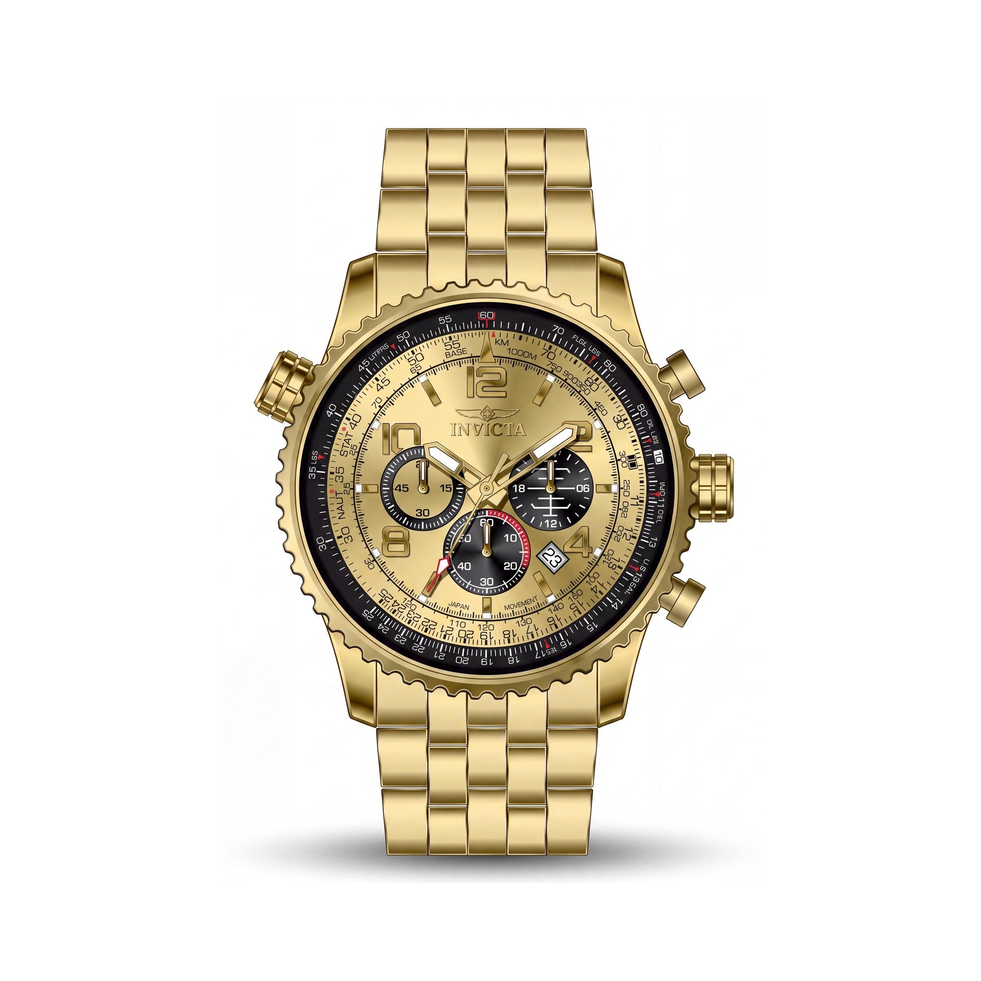 Invicta Aviator 49081 Unisex Gold Stainless Steel Quartz Watch with 49mm Case, 200M Water Resistant, Photo 1
