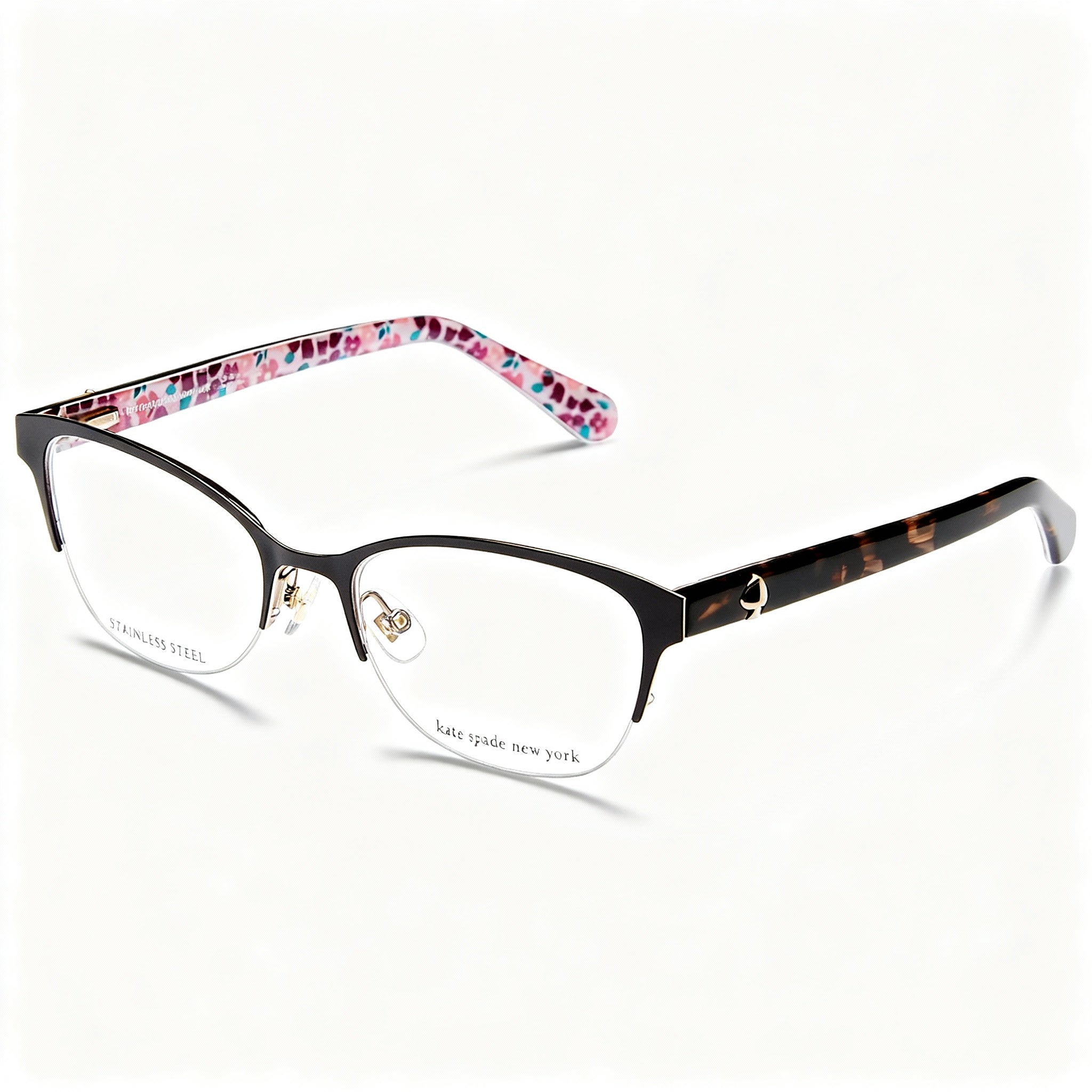 Gafas ópticas semi-sin montura de acero inoxidable marrón para mujer de Kate Spade New York Ferrara, 51 mm, Photo 1
