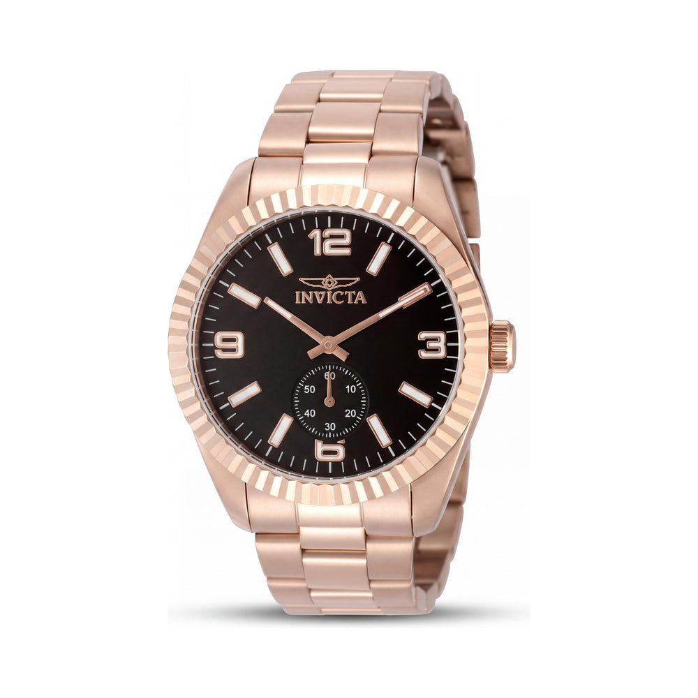 Invicta Specialty 49392 Unisex Rose-gold Stainless Steel Bracelet Quartz Movement Watch with Black Dial 43mm