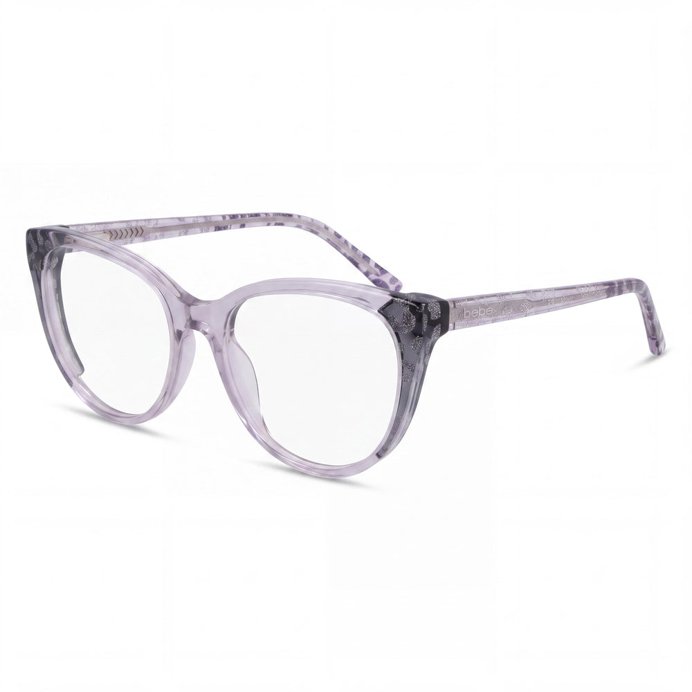 bebe Bb5208 Women's Grey Animal Plastic Full Rim Cat Eye Optical Frame for Prescription Lenses 52-17-135
