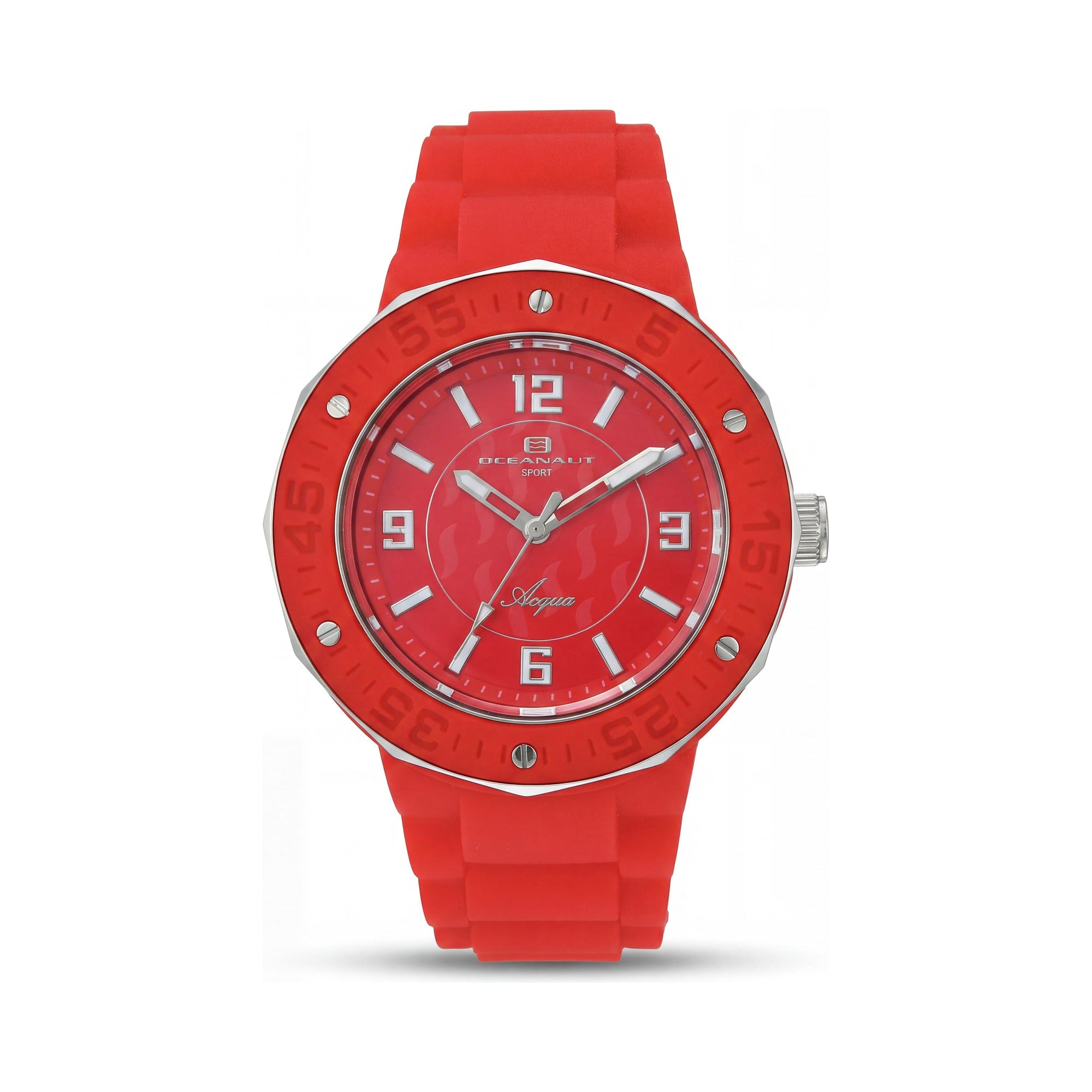 Reloj Oceanaut de cuarzo para mujer, esfera roja, correa de silicona, detalles en oro rosa, resistente a los arañazos, resistente al agua, 42 mm, Photo 1