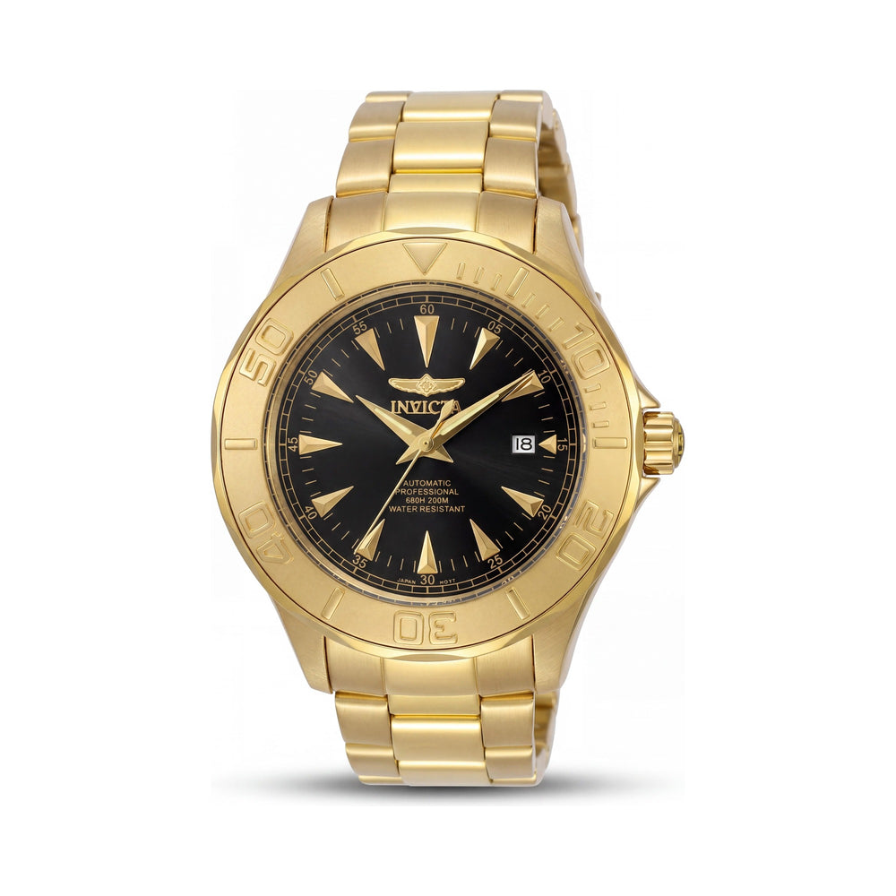 Invicta 7040 Diver Automatic Watch Black Dial Gold Tone Stainless Steel Glow In The Dark Unisex 47mm
