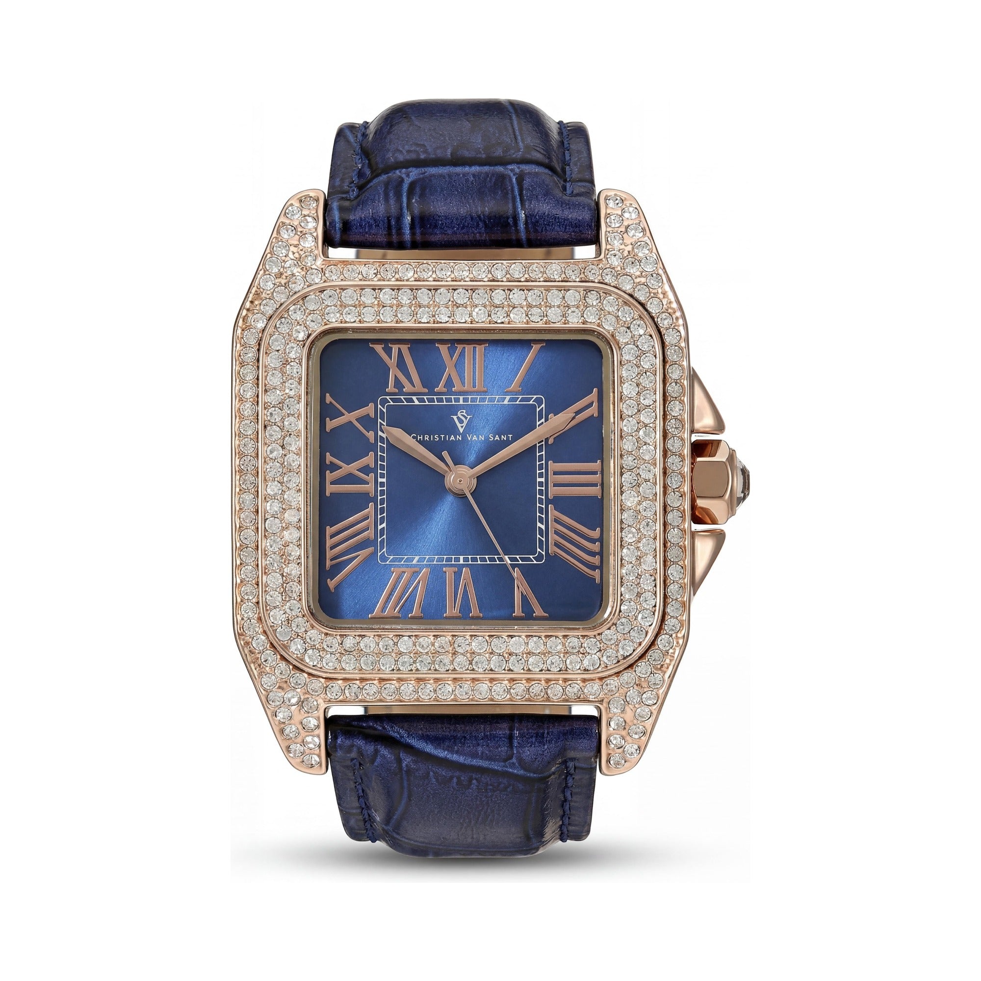 Christian Van Sant CV4427 Women's Quartz Movement Watch, Blue Case, Stainless Steel Back, Crystal Bezel, Water Resistant, Photo 1
