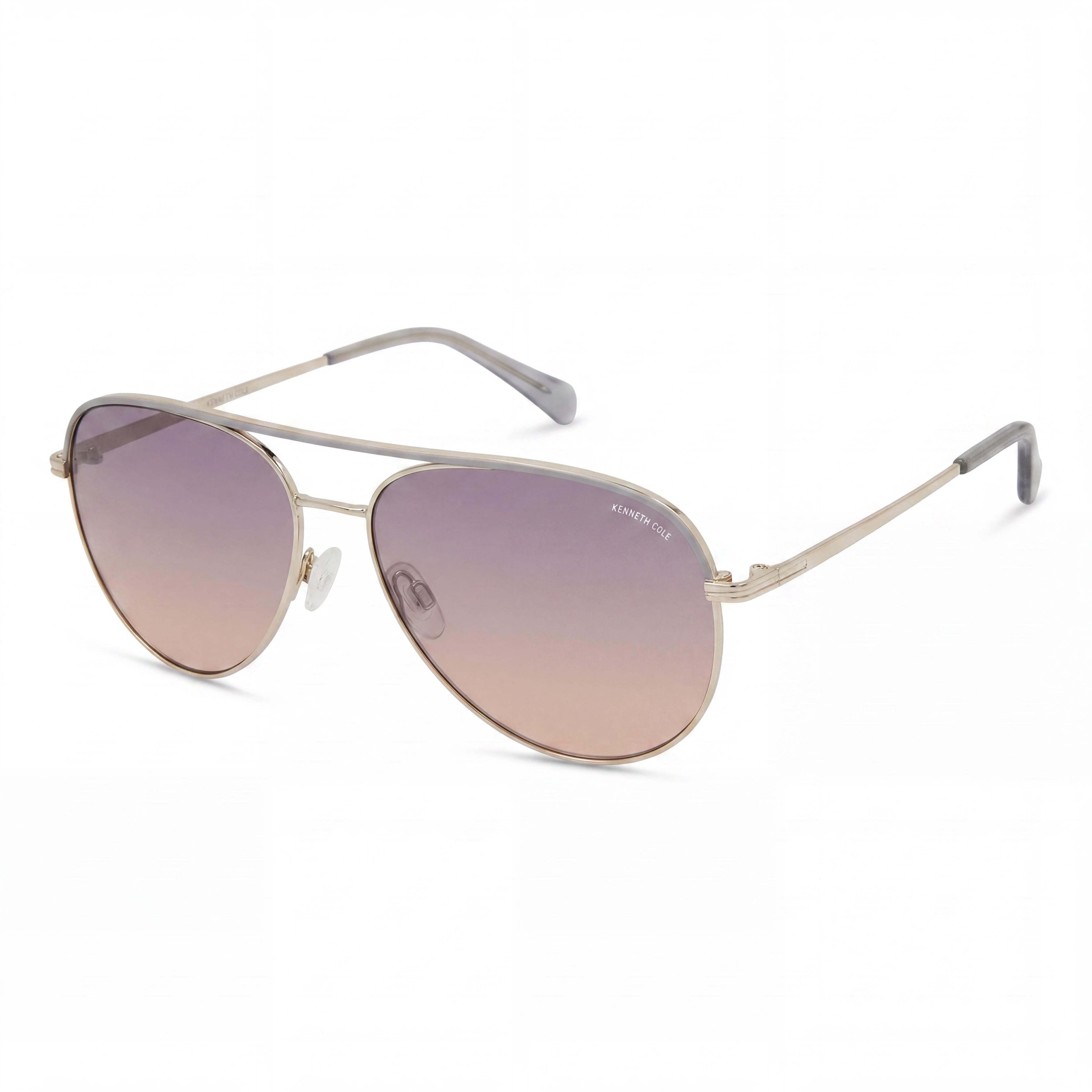 Gafas de sol de aviador para mujer MARCOLIN USA, INC con montura metálica brillante, lentes ahumadas y 100 % protección UV, Photo 1