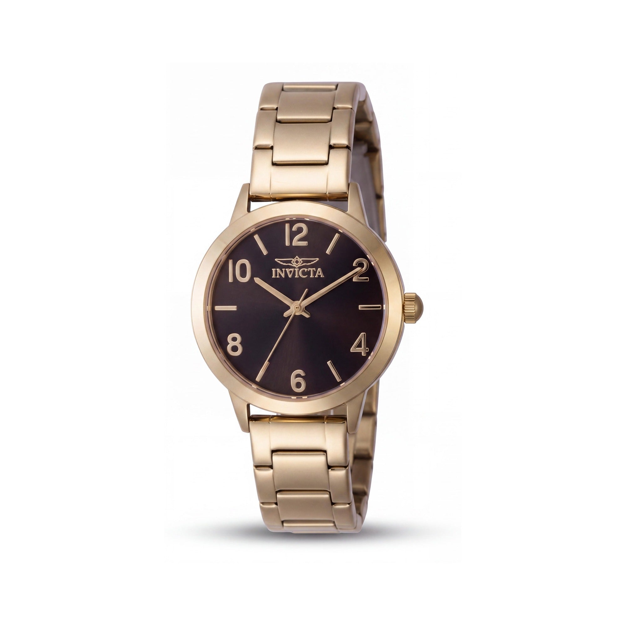 Invicta Wildflower 47273 Unisex Gold Tone Stainless Steel Black Dial Quartz Movement Bracelet Watch 34mm, Photo 1