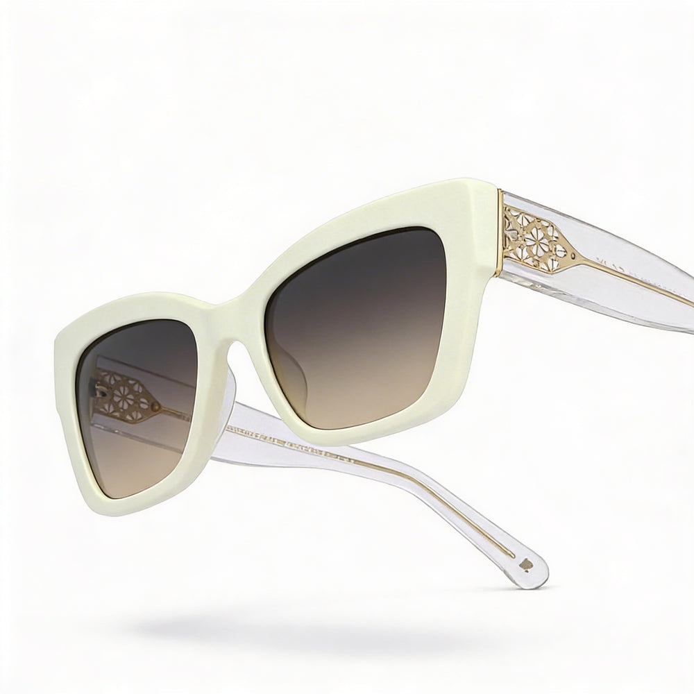 Gafas de sol Kate Spade New York Seasonal de acetato para mujer con protección UV, montura blanca y marrón, lentes marrón ocre de 53 mm
