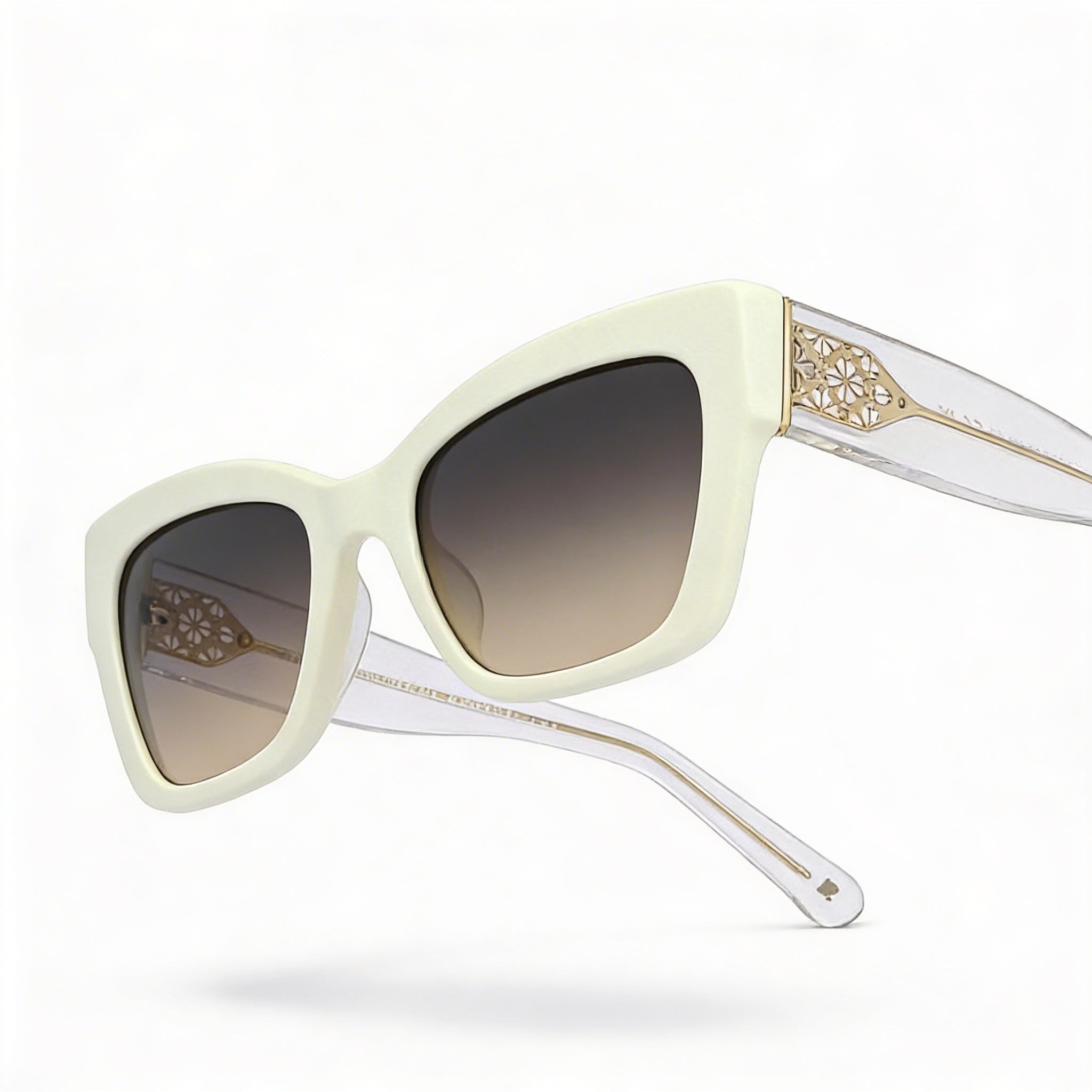 Gafas de sol Kate Spade New York Seasonal de acetato para mujer con protección UV, montura blanca y marrón, lentes marrón ocre de 53 mm, Photo 1