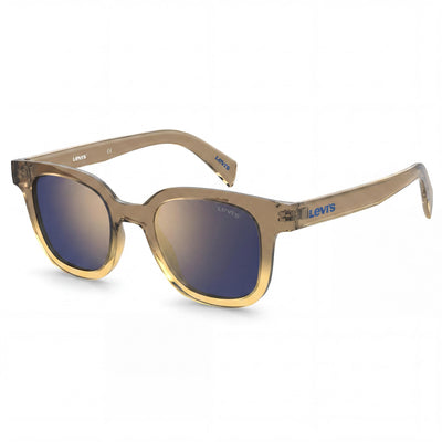 Levi's Lv 1010/S Unisex Marrón Plastic Gold Mirrored Non-Polarized UV Protection Sunglasses 48-21-145