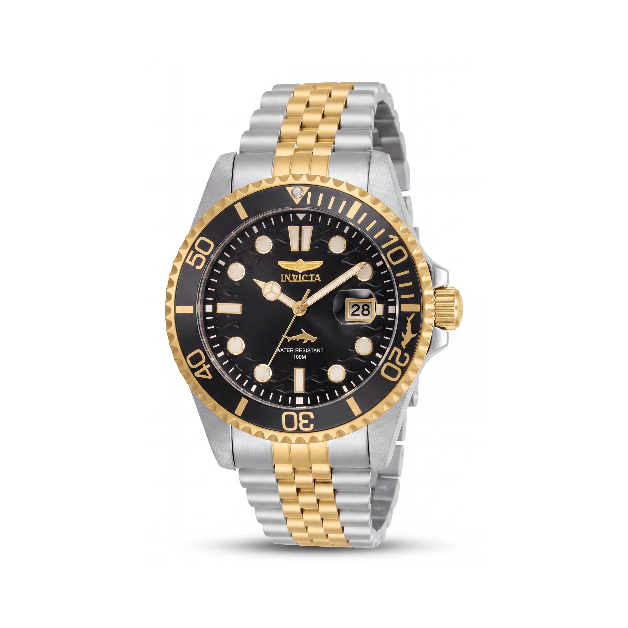 Reloj Invicta Pro Diver de cuarzo para hombre, de acero inoxidable bicolor en tono dorado, bisel negro, resistente al agua hasta 100 m, 43 mm, Photo 1