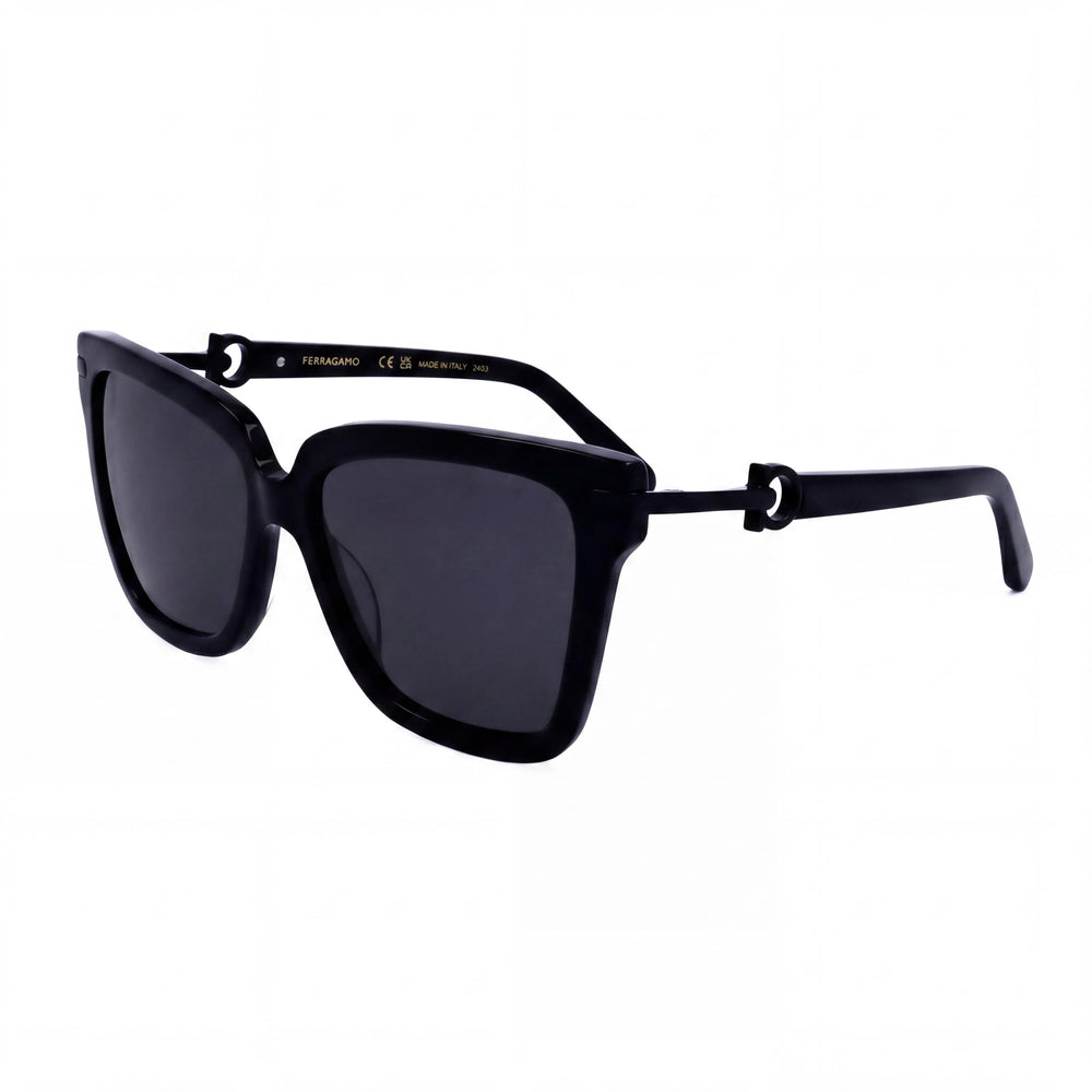 Gafas de sol Salvatore Ferragamo Sf1085sn para mujer, montura de plástico negra, cuadradas, lentes negras no polarizadas, 57 mm