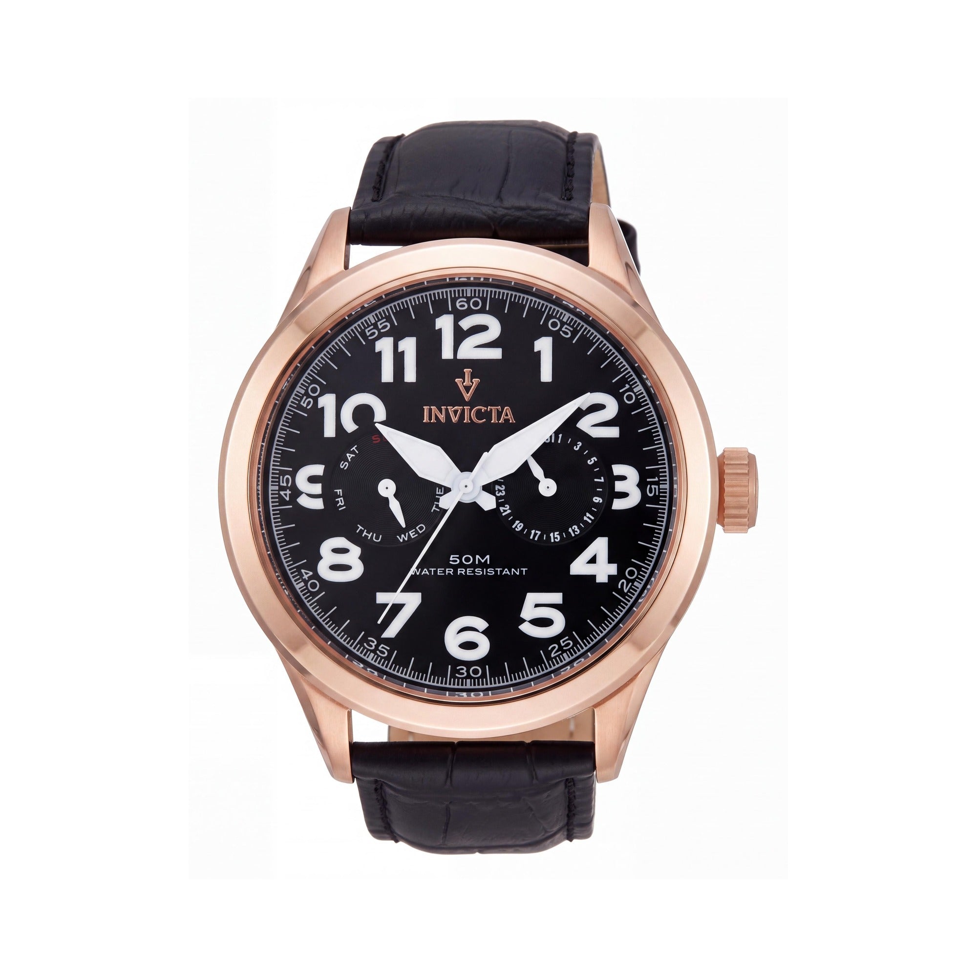 Invicta VINTAGE 11742 Men's Rose Gold-Tone Stainless Steel Swiss Quartz Croco-Embossed Leather Watch 45mm, Photo 1