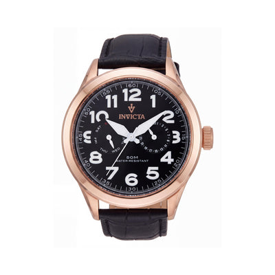 Invicta VINTAGE 11742 Men's Rose Gold-Tone Stainless Steel Swiss Quartz Croco-Embossed Leather Watch 45mm