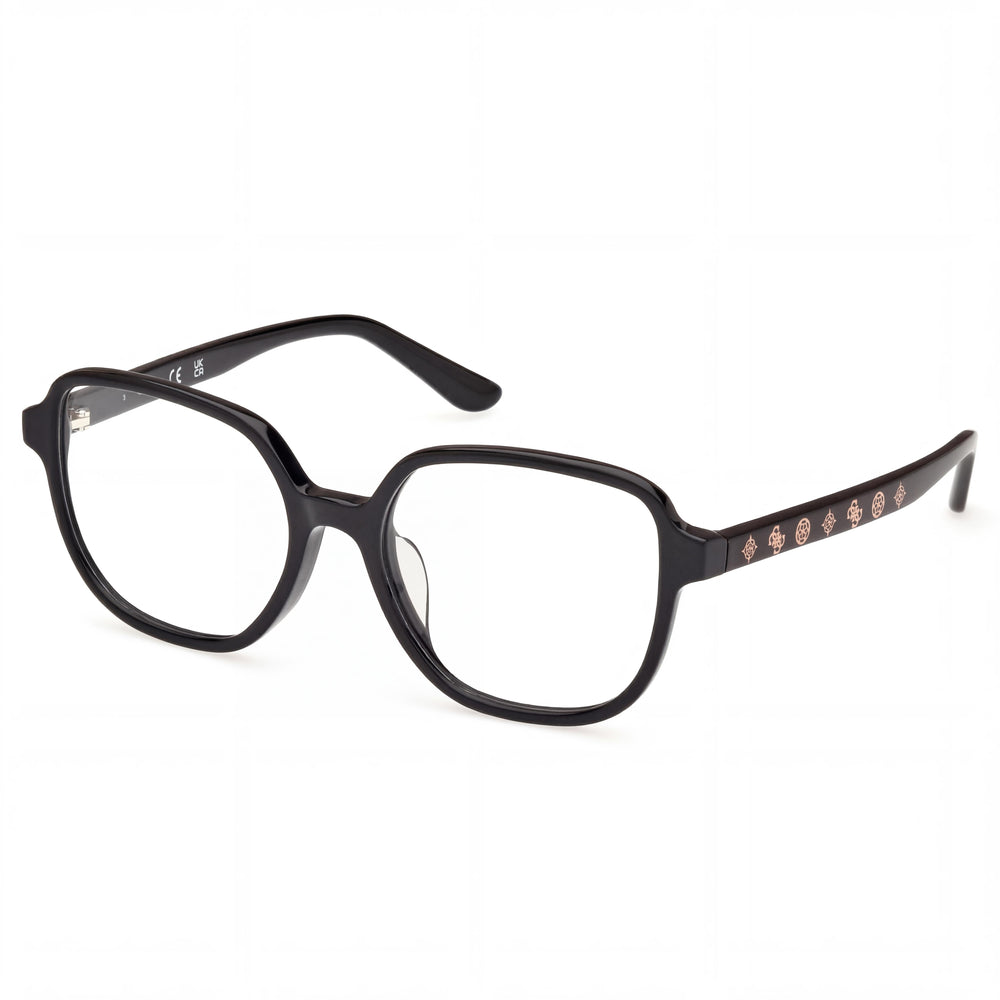 Monturas Ópticas Negras Brillantes Guess para Hombre, Diseñadas para la Personalización de Lentes Graduadas, con Lentes de Demostración Transparentes