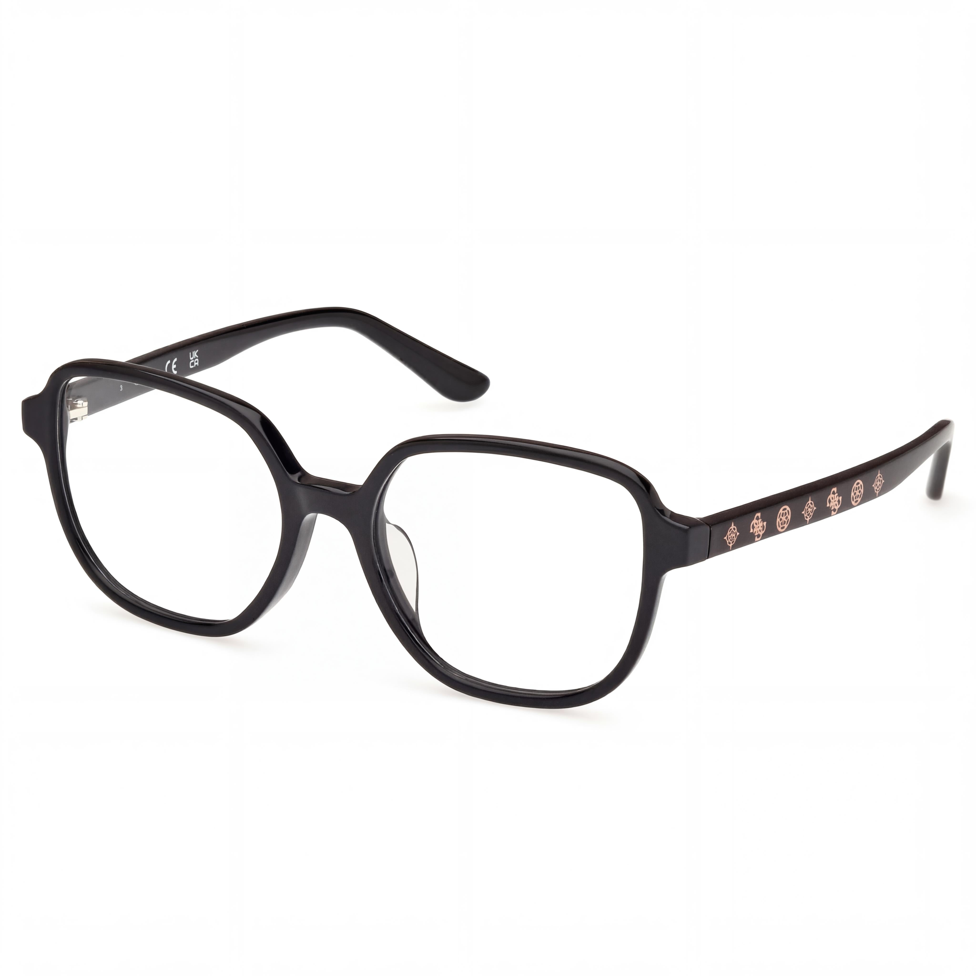 Guess Men's Shiny Black Optical Frames, Designed for Prescription Lens Customization, Featuring Transparent Demo Lenses, Photo 1