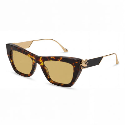 Etro Casual Women's Sunglasses featuring Havana Acetate Frame and Yellow Polycarbonate Lenses 54-20-140