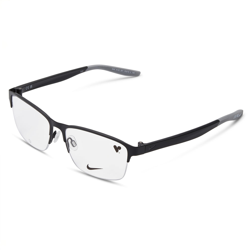 Nike Modern Unisex Metal Frame Satin Black Matte Black with Polycarbonate Satin Black Matte Black 55mm