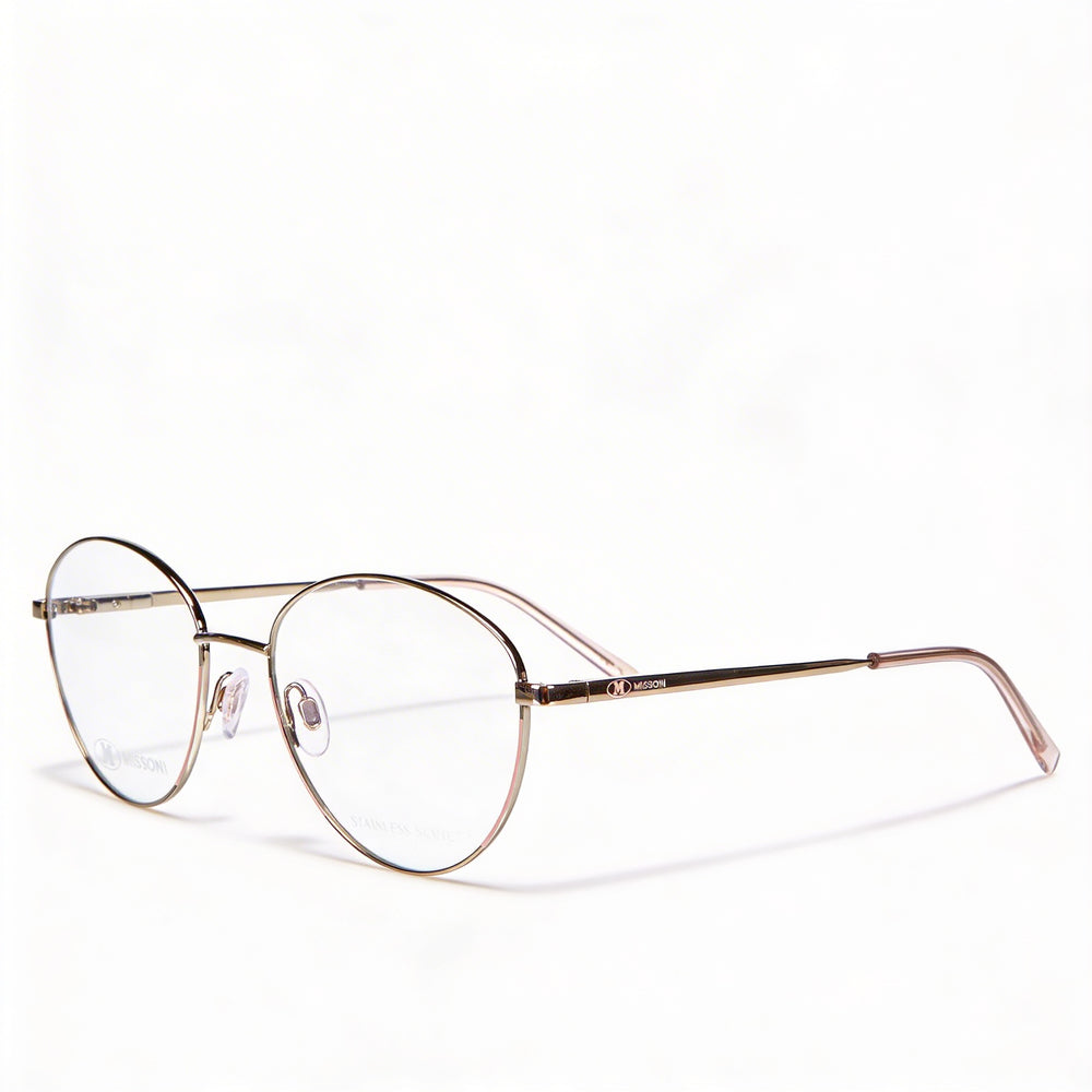 Gafas de sol elegantes de lujo Missoni para mujer, con montura de acero en aleación de oro rosa y lentes de policarbonato, 53-18-140