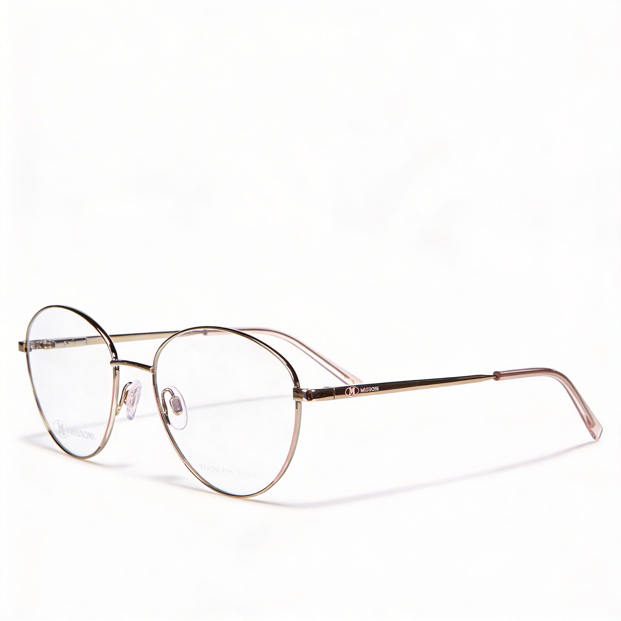 M Missoni Luxury Elegant Women's Pink Gold Alloy Steel Frame Cateye Eyeglasses with Polycarbonate Lenses 53-18-140, Photo 1