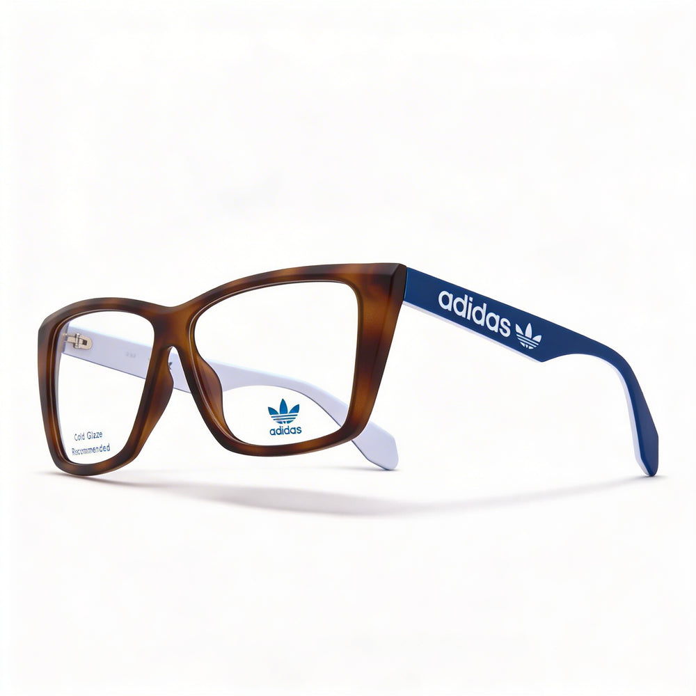 Gafas adidas Originals OR5009 para mujer, montura cuadrada de plástico inyectado con carey y lentes transparentes, 57 mm