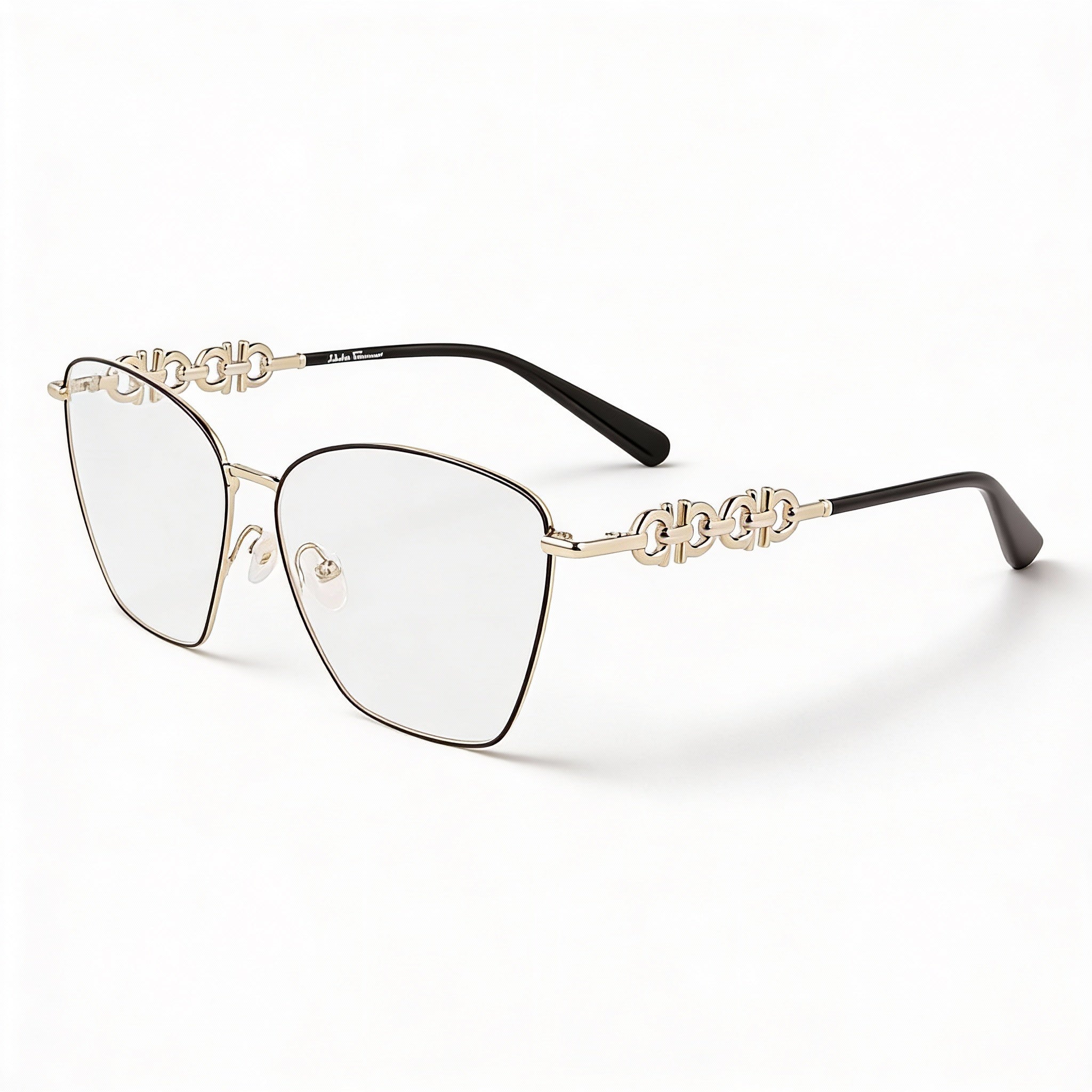 Gafas de sol Salvatore Ferragamo SF2217 para mujer, montura de acetato con diseño de mariposa, color dorado y negro, 57 mm, Photo 1