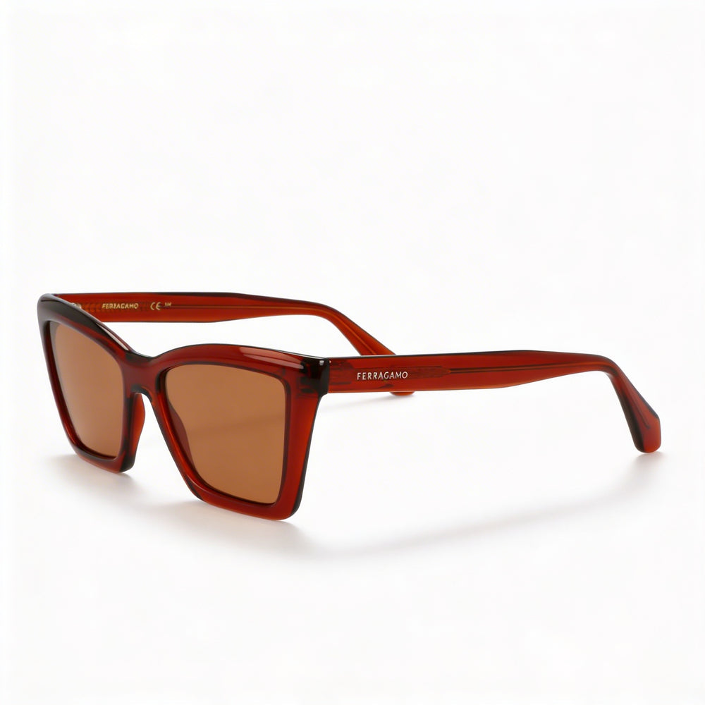 Ferragamo Women's Sf2039se Acetate Transparent Rust Non-Polarized UV 400 Eyewear 53-17-145
