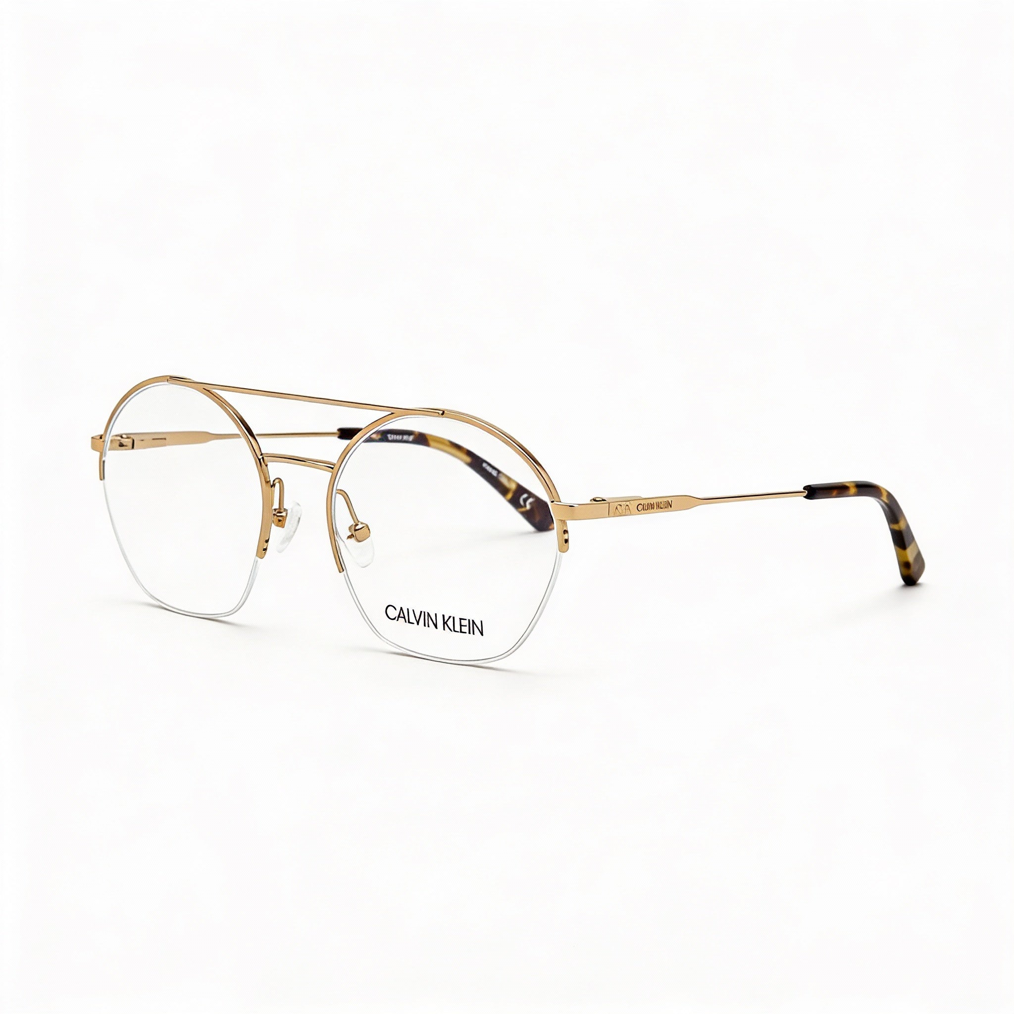 Calvin Klein Ck20110 Women's Gold Acetate Pilot Frame Eyeglasses with Polycarbonate Lenses 52-19-140mm, Photo 1