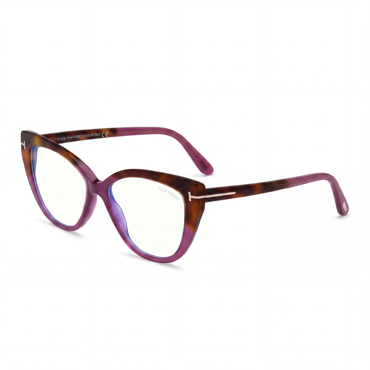 Gafas de plástico Tom Ford Ft5673-b para hombre, color morado lechoso y Habana rubio, 54/15/140, Photo 1