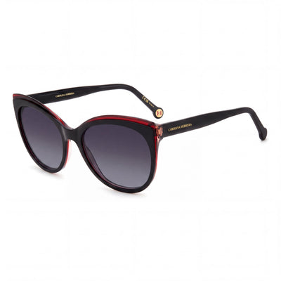 Gafas de sol Carolina Herrera 0175/S para mujer, estilo ojo de gato, de acetato en color negro y rosa, con lentes degradadas gris oscuro no polarizadas, protección UV, 57 mm