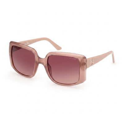 Gafas de sol GUESS Emery de plástico cuadradas extragrandes para mujer, montura beige brillante, lentes marrones degradados, protección UV